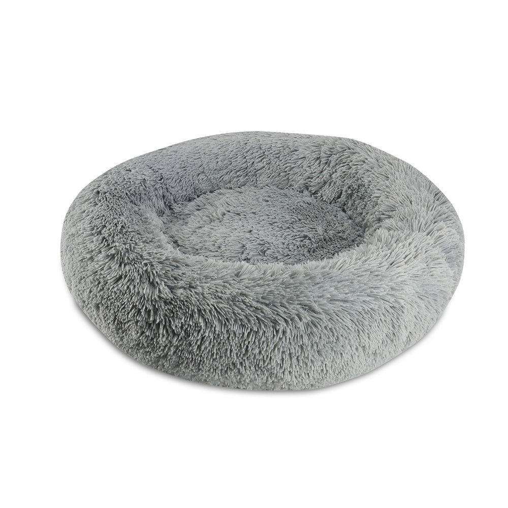 Arlee Rover Shaggy Round Calming Pet Bed - Gray - Large - L:36 X W:36 X H:10