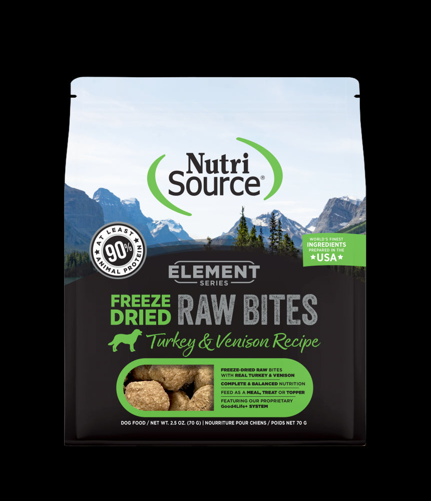 Nutrisource Element Series Raw Bites Turkey and Venison Freeze-Dried Raw Dog Food - 10 Oz - Case of 8