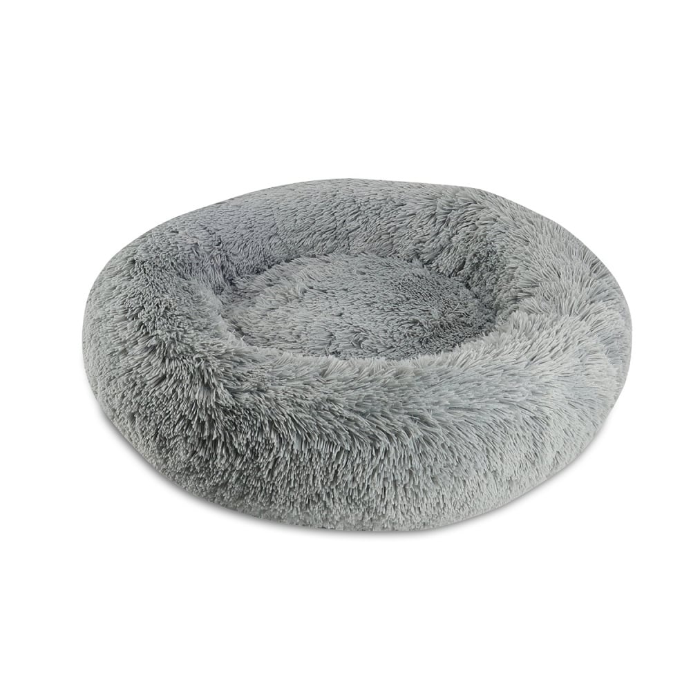 Arlee Rover Shaggy Round Calming Pet Bed - Gray - Small - L:22 X W:22 X H:9