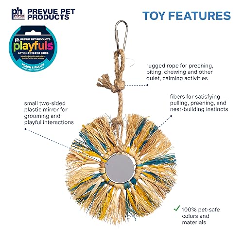 Prevue Pet Products Playfuls Sunburst Preen and Pacify Hanging Bird Toy