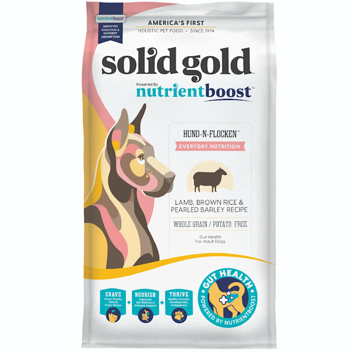 Solid Gold NutrientBoost Hund-N-Flocken Lamb Brown Rice and Barley Medium-to-Large-Breed Senior Adult Dry Dog Food - 22 Lbs Default Title