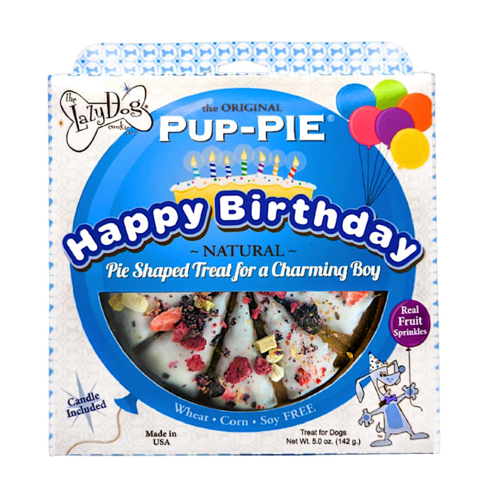 Lazy Dog Original Pup-Pie Happy Birthday Pre-Sliced Baked Dog Biscuit Treats - Blue - 5 Oz