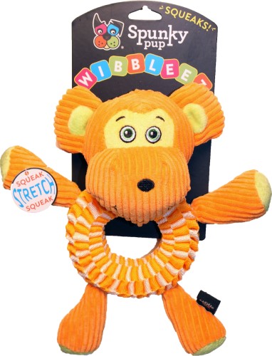 Spunky Pup Wibbleez Stretch Round Squeak and Plush Nylon Dog Toy