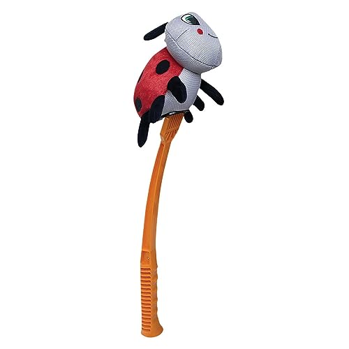 Flingerz Fling and Fetch Launcher Interactive Dog Toy with Nylon Squeaking Lady Bug 