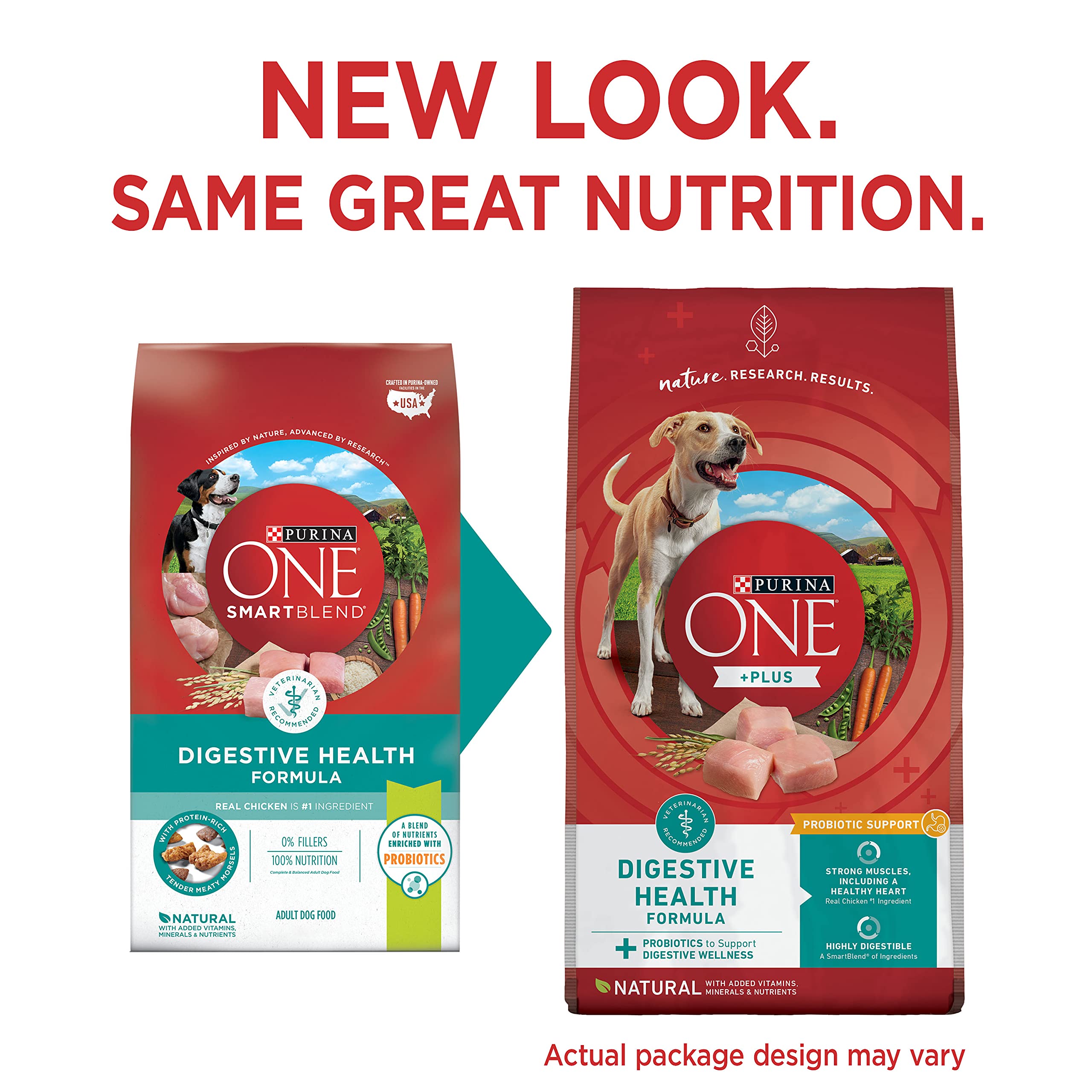 Purina One SmartBlend Digestive Health with Probiotics Tender Morsals Chicken Dry Dog Food - 8 Lbs - Case of 4  