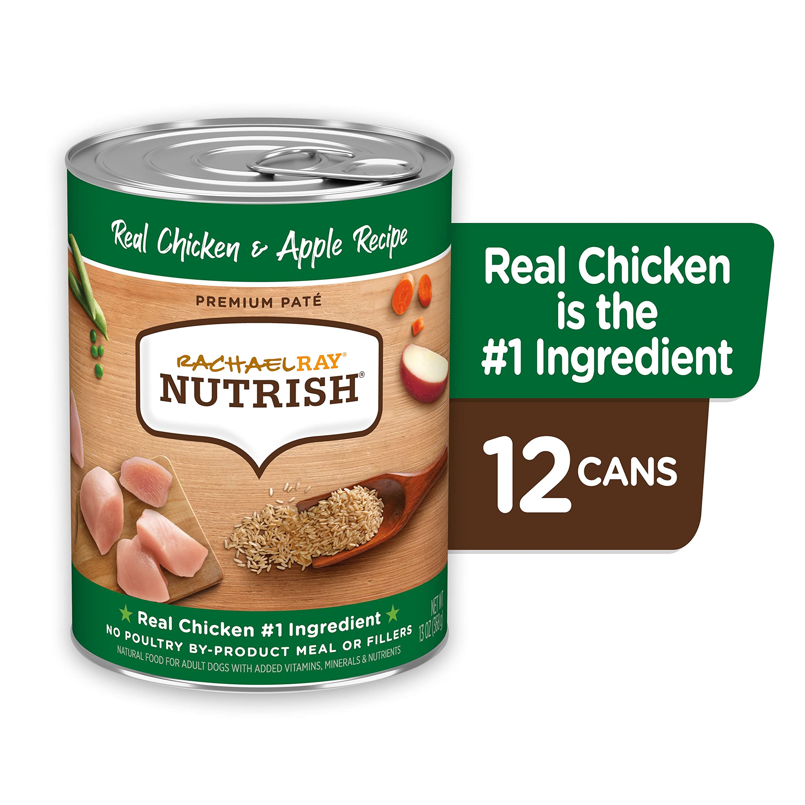 Rachael Ray Nutrish Chicken and Apple with Rice Pate Recipe Canned Dog Food - 13 Oz - Case of 12  