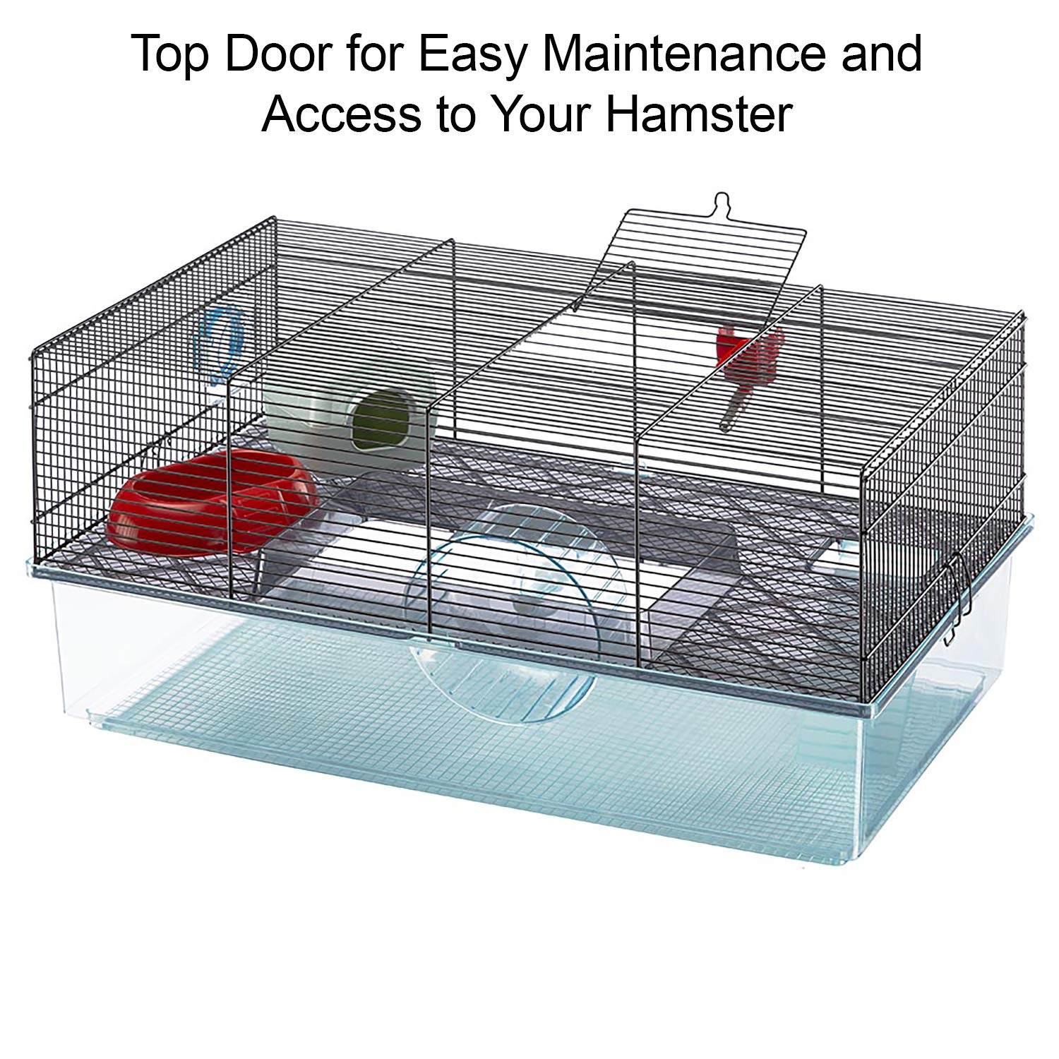Ferplast Favola Multi-Level Hamster Cage with Bottle and Dish - Black - 23.6" X 14.4" X 11.8" Inches  