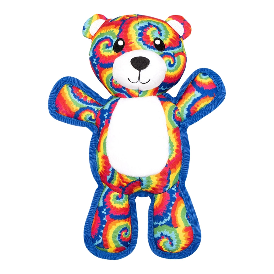 The Worthy Dog Kaleidoscope Bear Multi-Colored Squeak Nylon and Plush Dog Toy