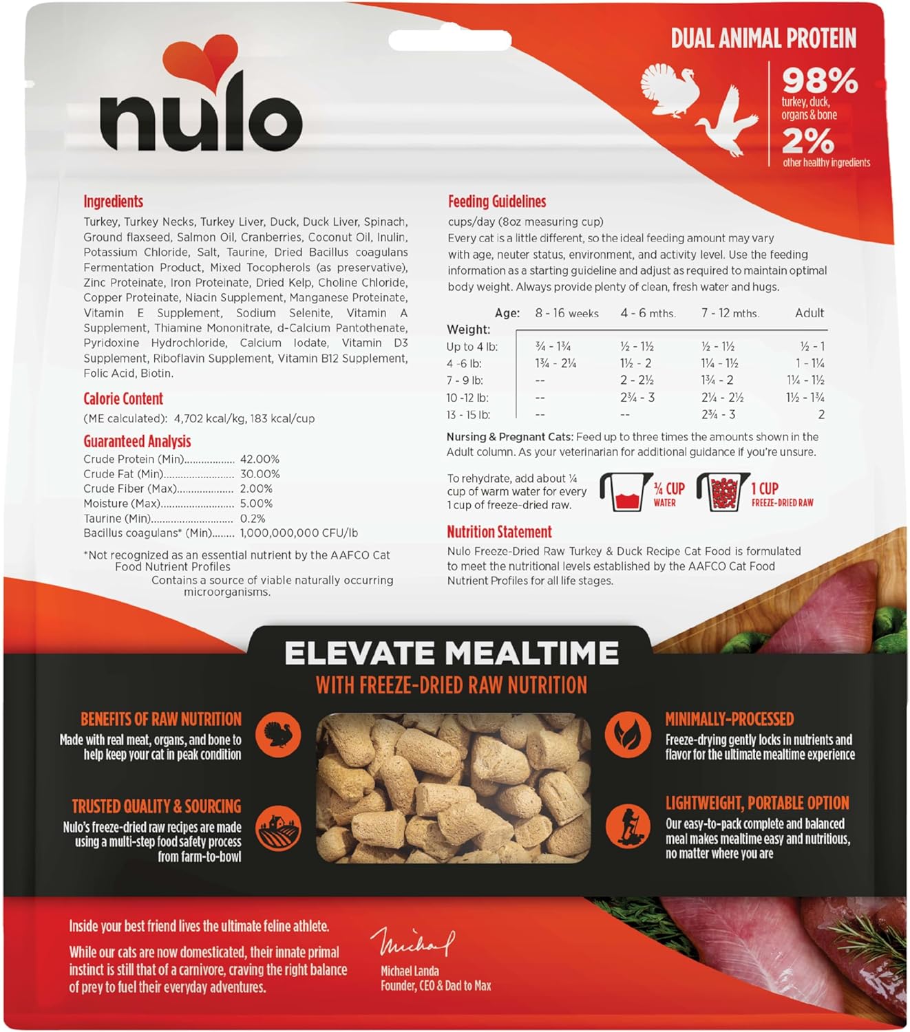 Nulo Freestyle Grain-Free Digestive and Immune Health Turkey and Duck Freeze-Dried Raw Cat Food