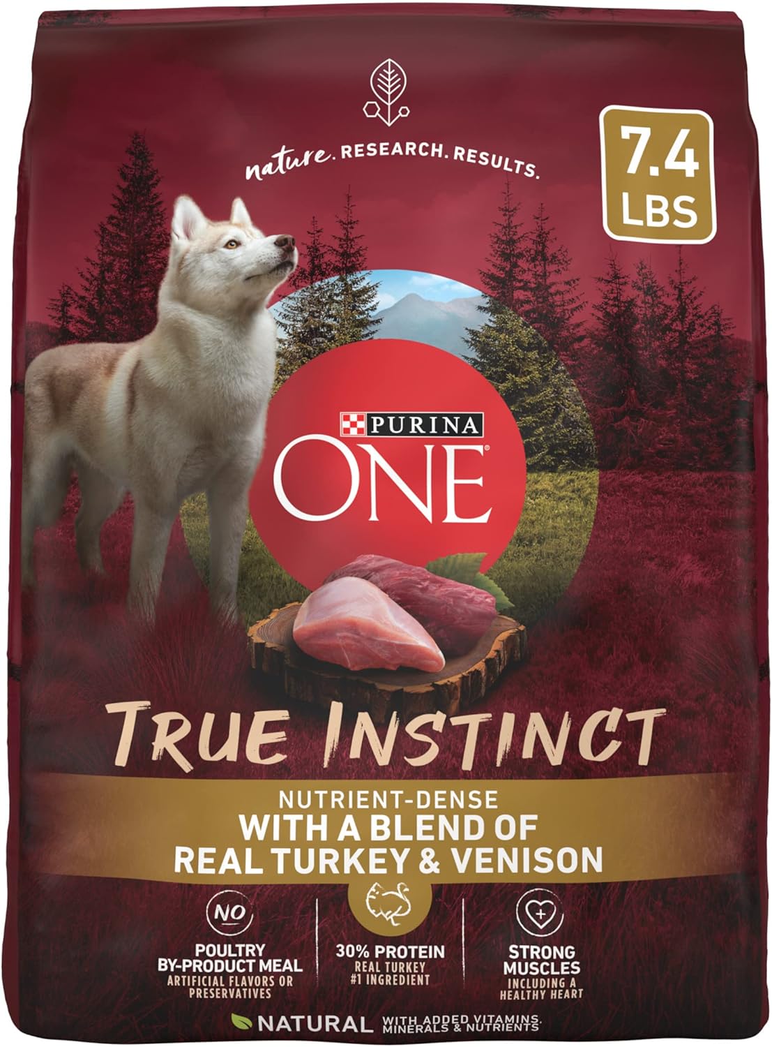 Purina One SmartBlend True Instinct Turkey and Venison Dry Dog Food - 7.4 Lbs - Case of 4