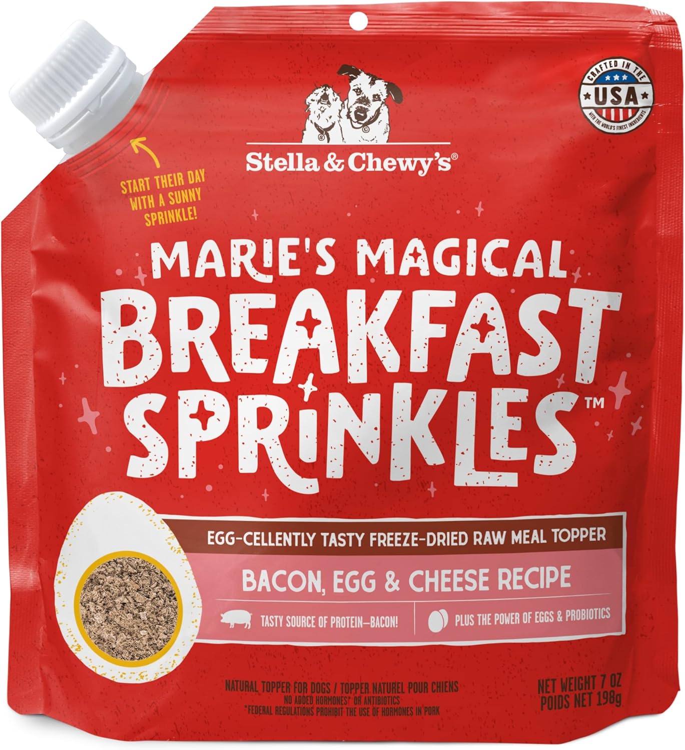 Stella and Chewy's Marie's Magical Breakfast Sprinkles Grain-Free Bacon Egg and Cheese Freeze-Dried Raw Dog Food Topper - 7 Oz - 6 Pack