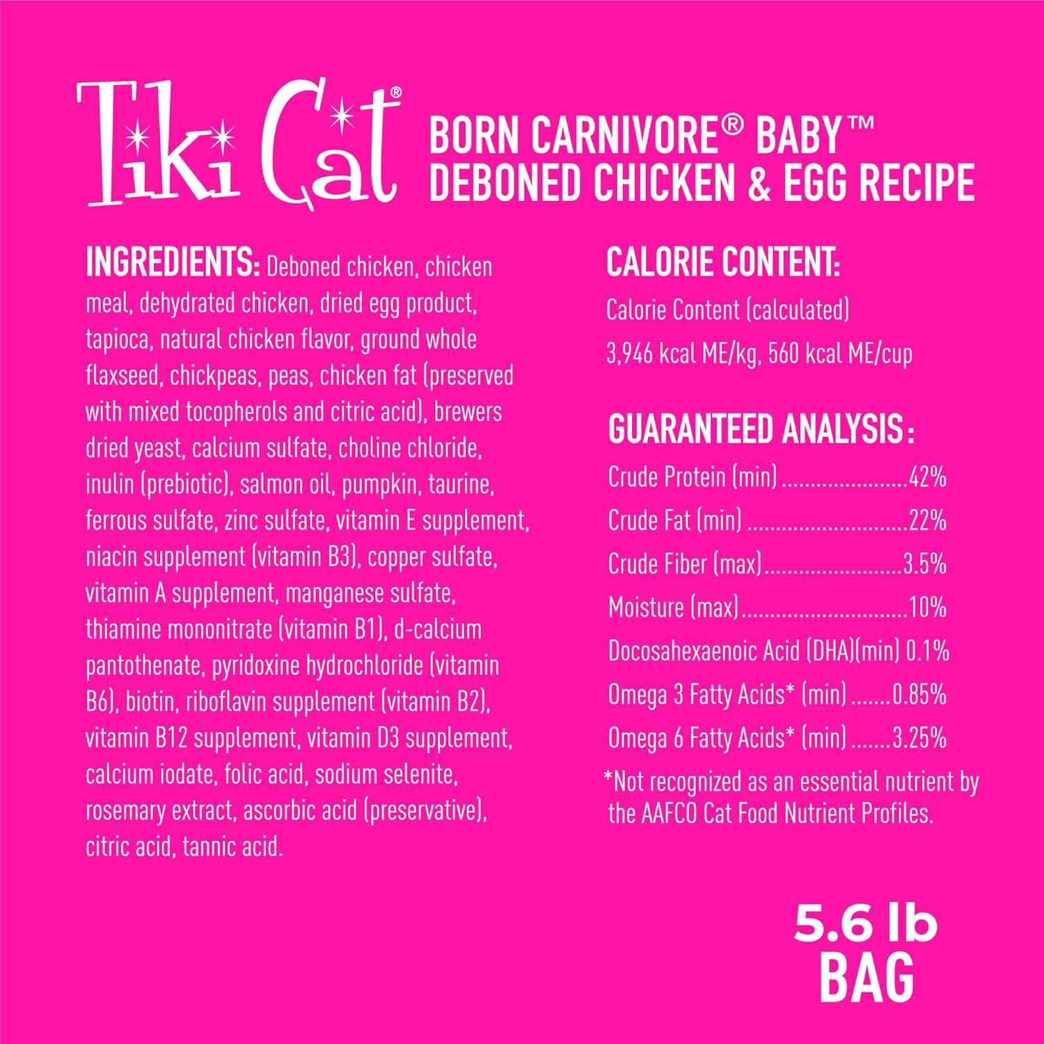 Tiki Cat Born Carnivore Baby Grain-Free High-Protein Chicken and Egg Kitten Dry Cat Food - 5.6 Lbs