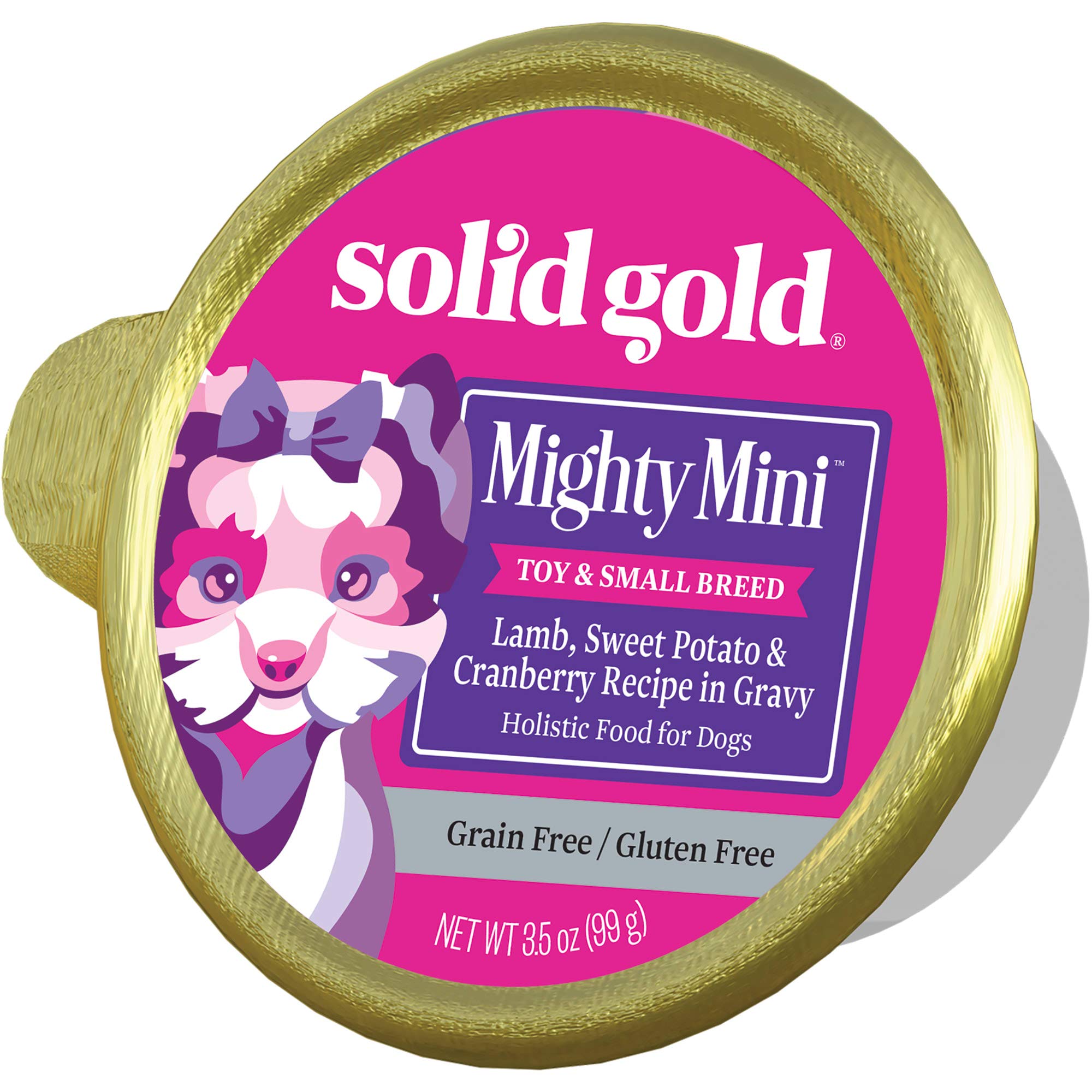 Solid Gold Mighty Mini Grain-Free Lamb Sweet Potato and Cranberry in Gravy Toy and Small-Breed Wet Dog Food Tray - 3.5 Oz - Case of 12  