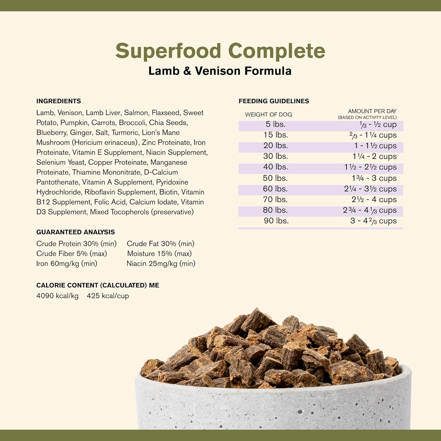 Badlands Ranch Superfood Complete High-Protein Lamb and Venison Air-Dried Dog Food - 24 Oz - 6 Pack