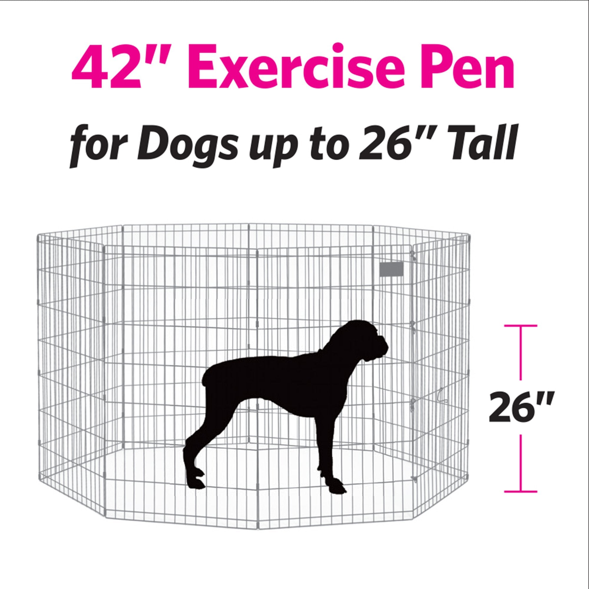 Midwest Contour Metal Exercise Pen for Dogs with Door - Black - 42" Height  