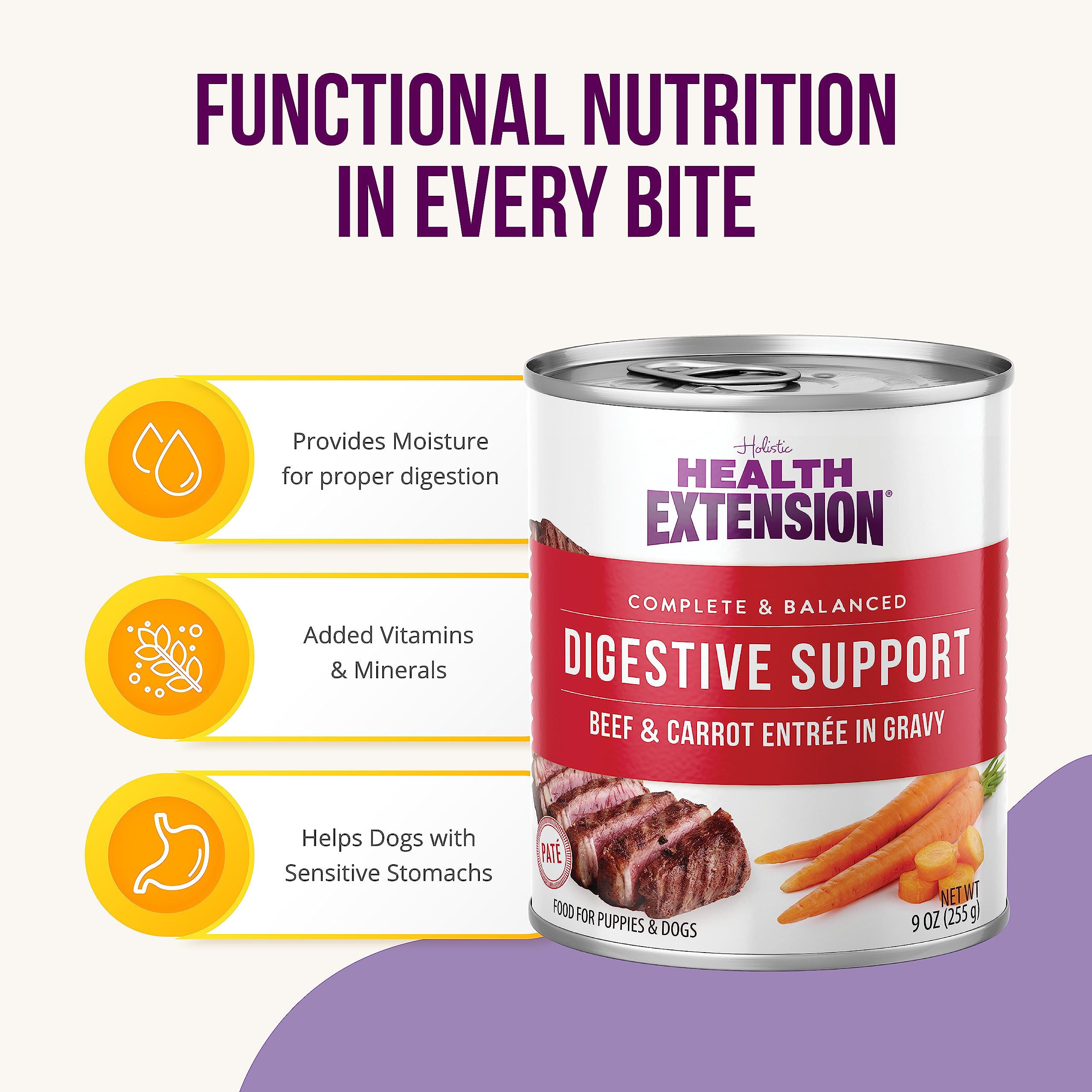 Health Extension Digestive Support Beef Carrots and Gravy Canned Dog Food - 9 Oz - Case of 12  