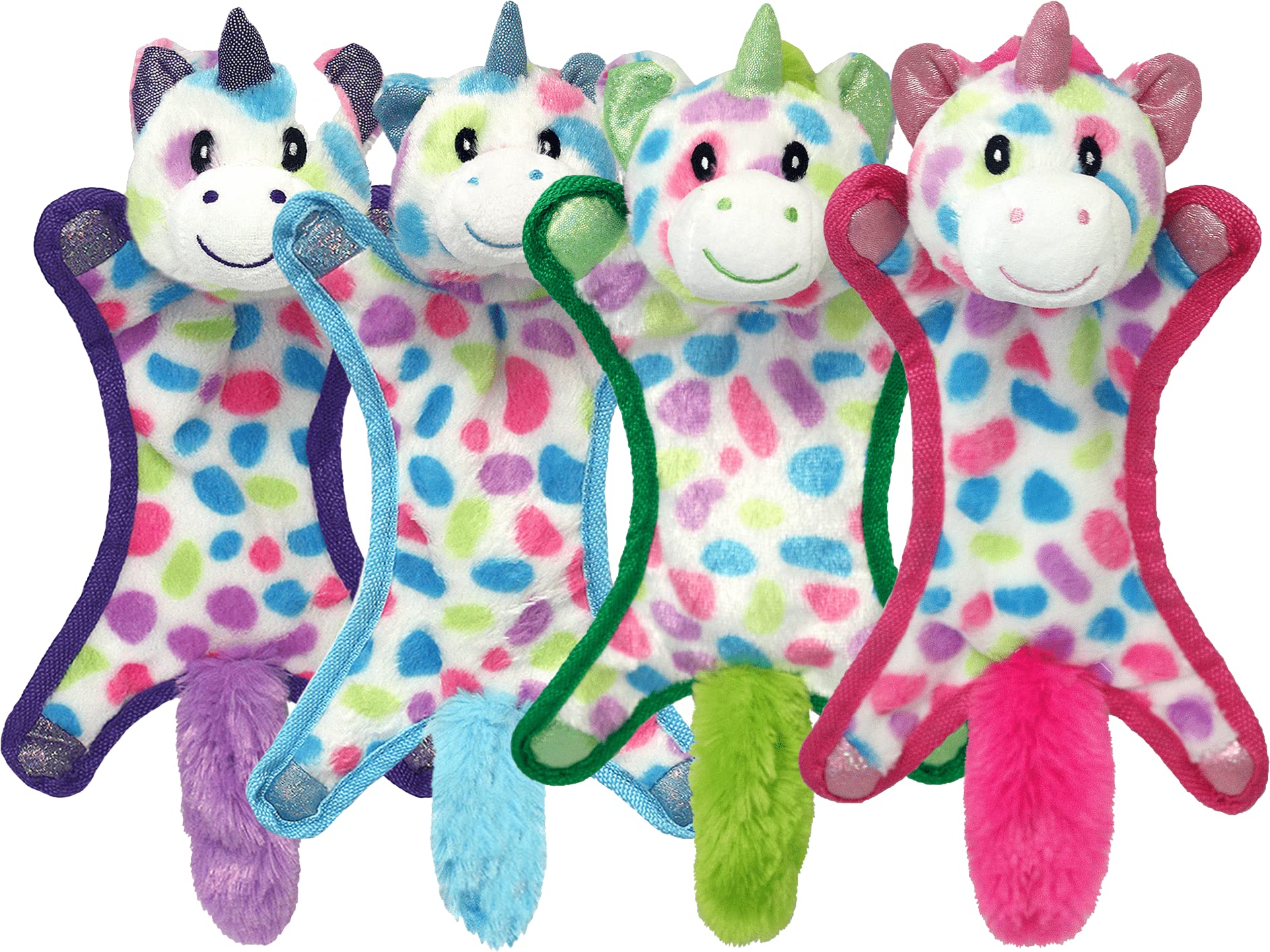 Multipet Ball-Head Unicorn Inner Rubber Crinkle and Plush Puppy Dog Toy - Assorted - 10" Inches  