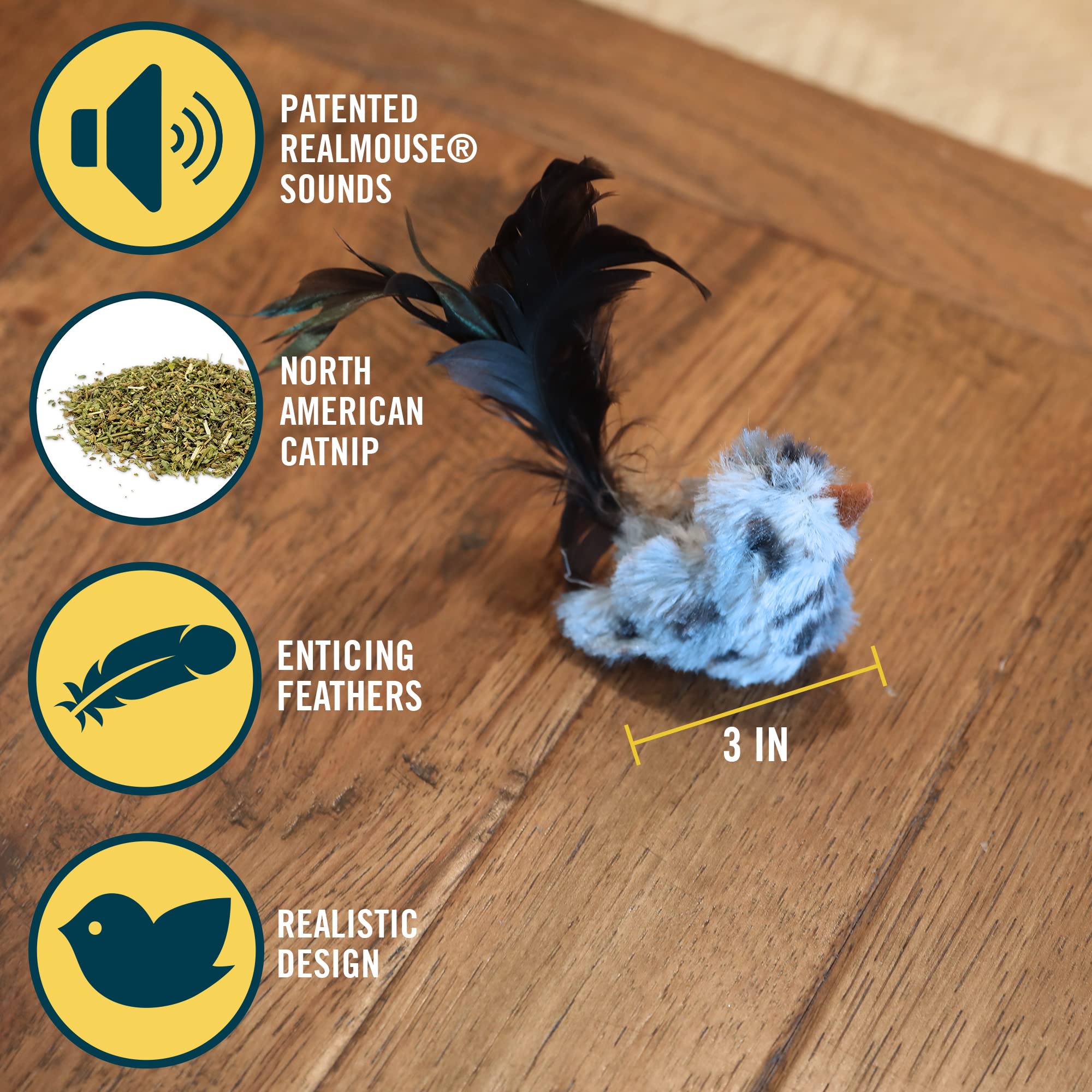 OurPets Play N' Squeak Special Sparrow Squeak and Plush Cat Toy  