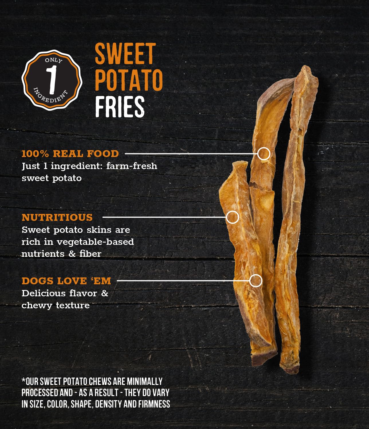 Outward Hound 100% Natural Sweet Potato Fries Crunchy Dog Treats - 8 Oz  