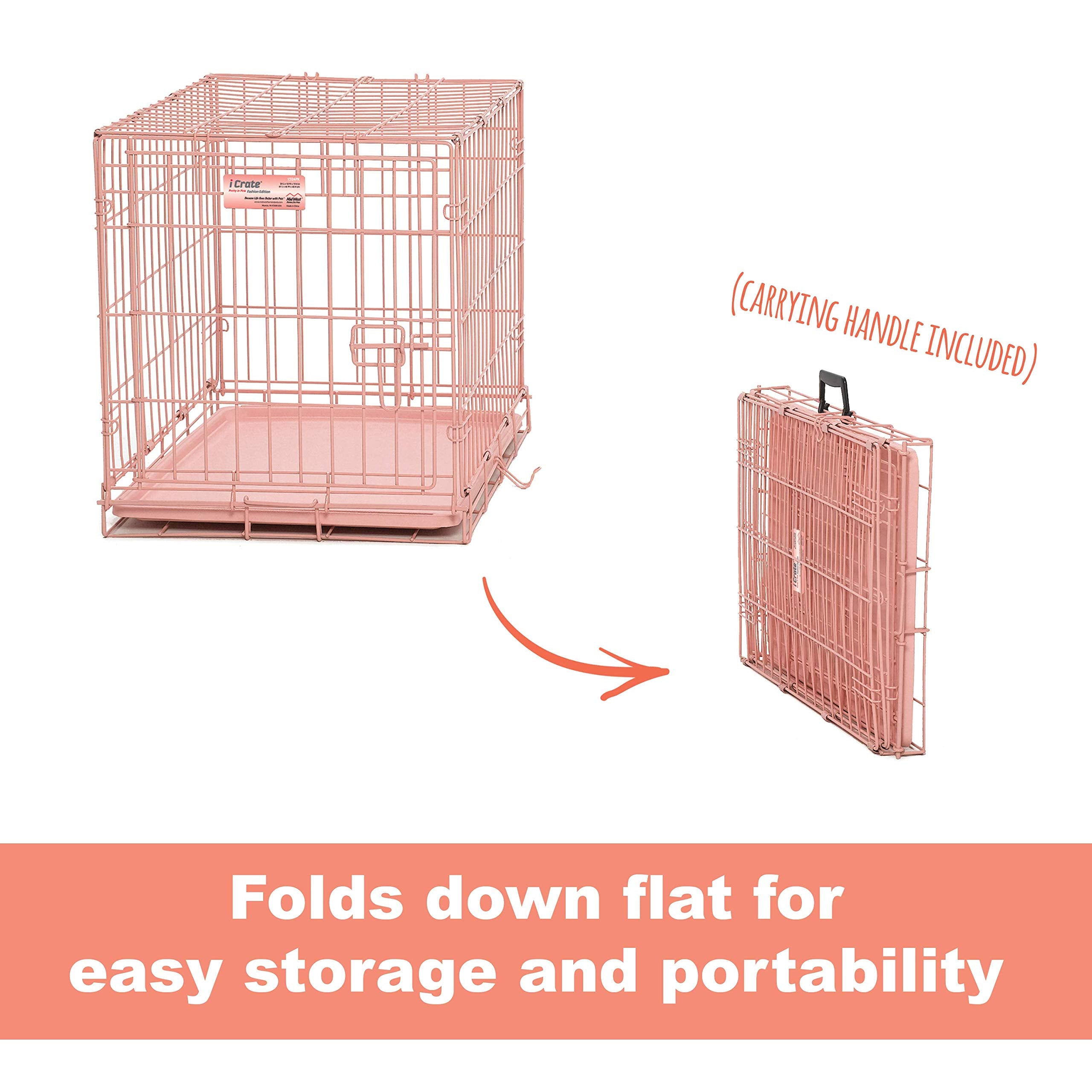 Midwest I-Crate Metal Folding Single Door Crate Carrier - Pink - 24