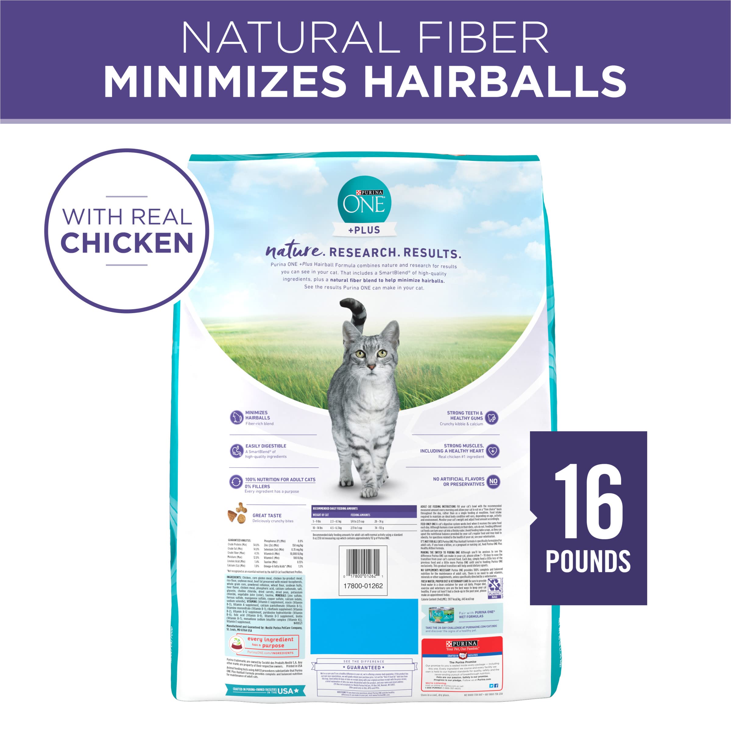 Purina One Advanced Hairball and Immune Support Formula Chicken Dry Cat Food - 3.5 Lbs - Case of 4  