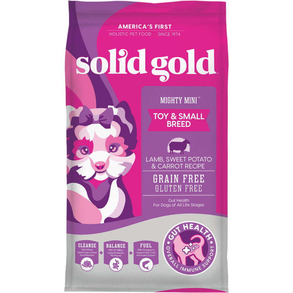 Solid Gold NutrientBoost Gut Health Grain-Free Mighty Mini Lamb and Sweet Potato Toy-and-Small-Breed Dry Dog Food - 3.75 Lbs - Case of 6