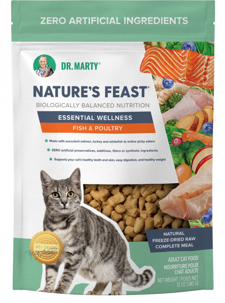 Dr. Marty Nature's Feast Essential Wellness Fish and Poultry Adult Freeze-Dried Raw Cat Food 5.5 Ounce