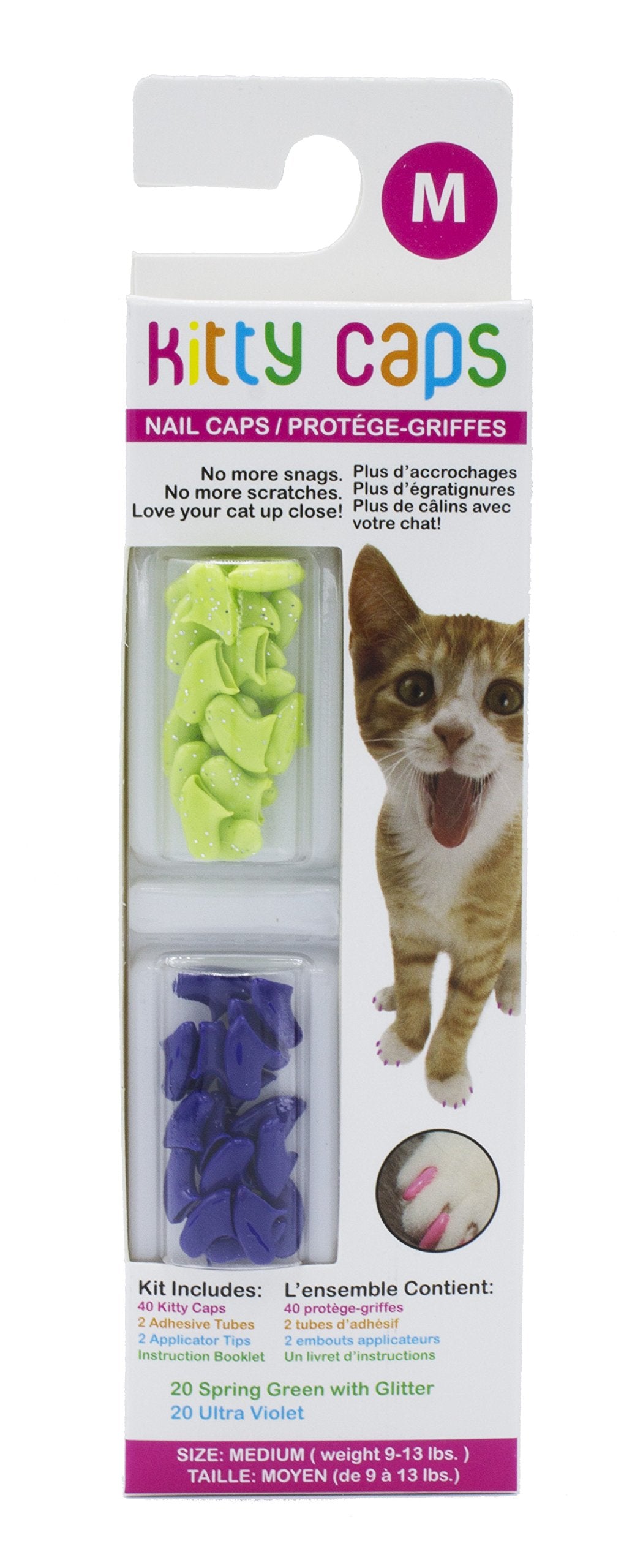 Fetch for Pets Kitty Anti-Scratching Cat Rubber Nail Tip Covers - Green/Glitter - Medium - 40 Count  