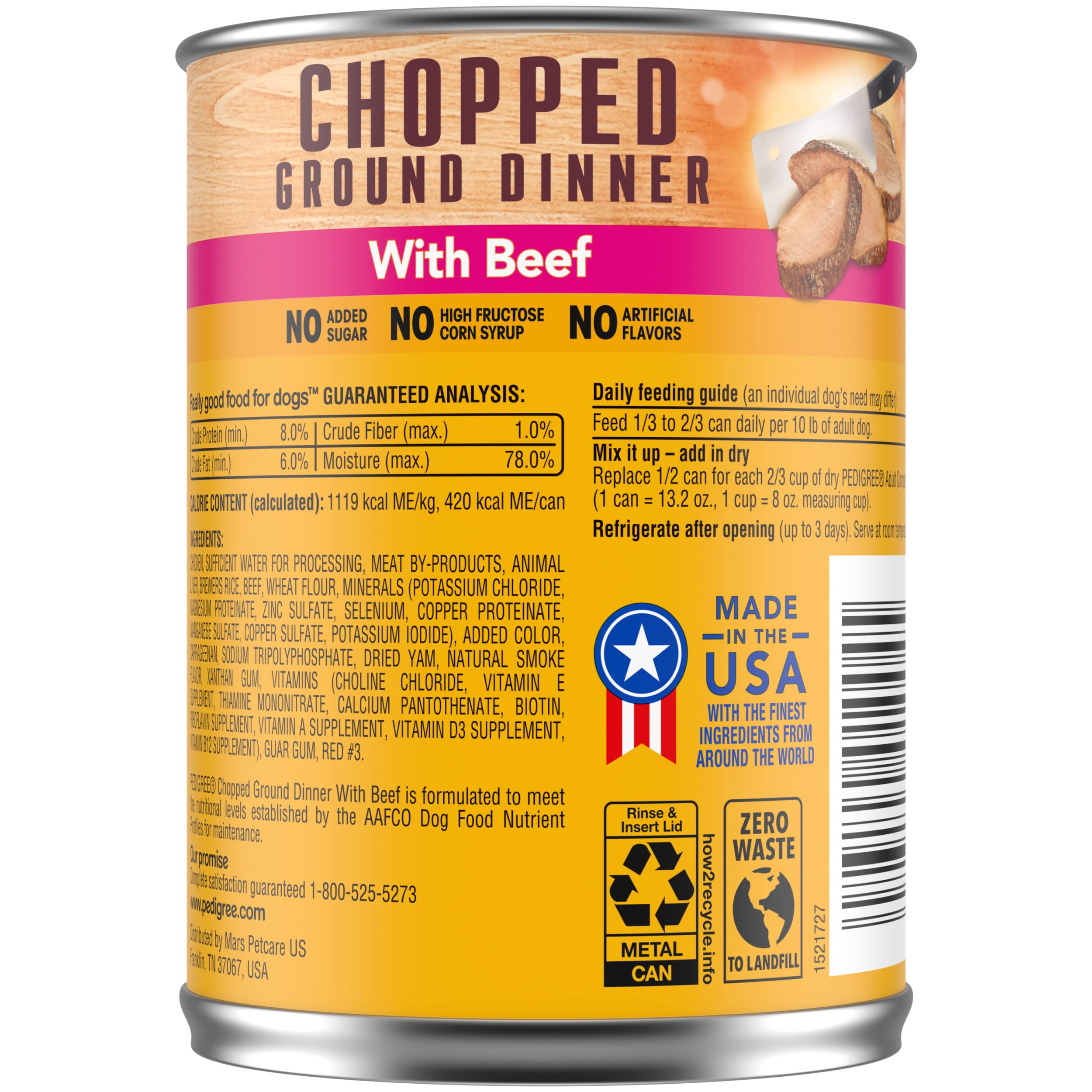 Pedigree Chopped Ground Dinner Beef Canned Dog Food - 13.2 Oz - Case of 12  