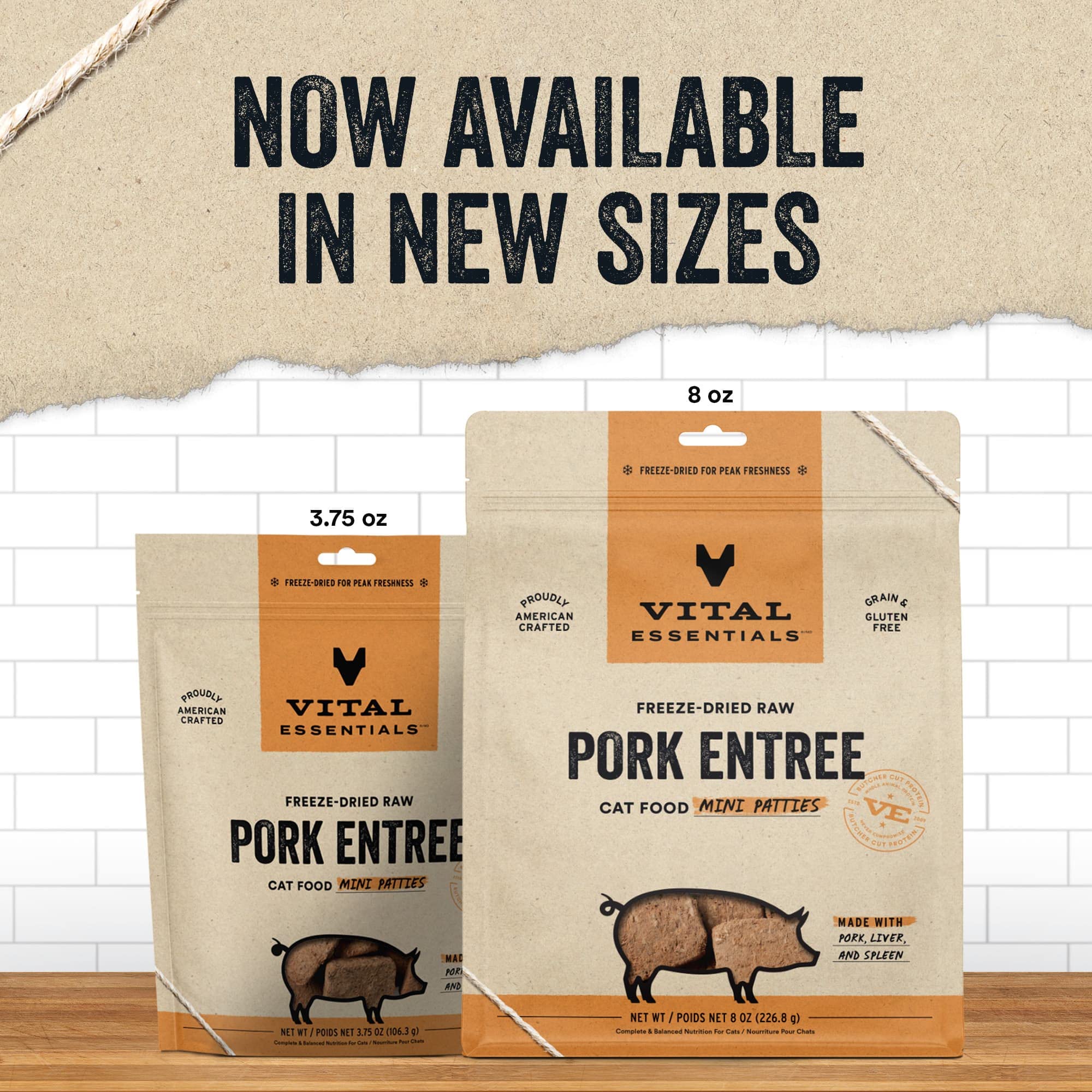 Vital Essential's Grain-Free Pork Entrée Mini Nibs Freeze-Dried Cat Food - 8 Oz  
