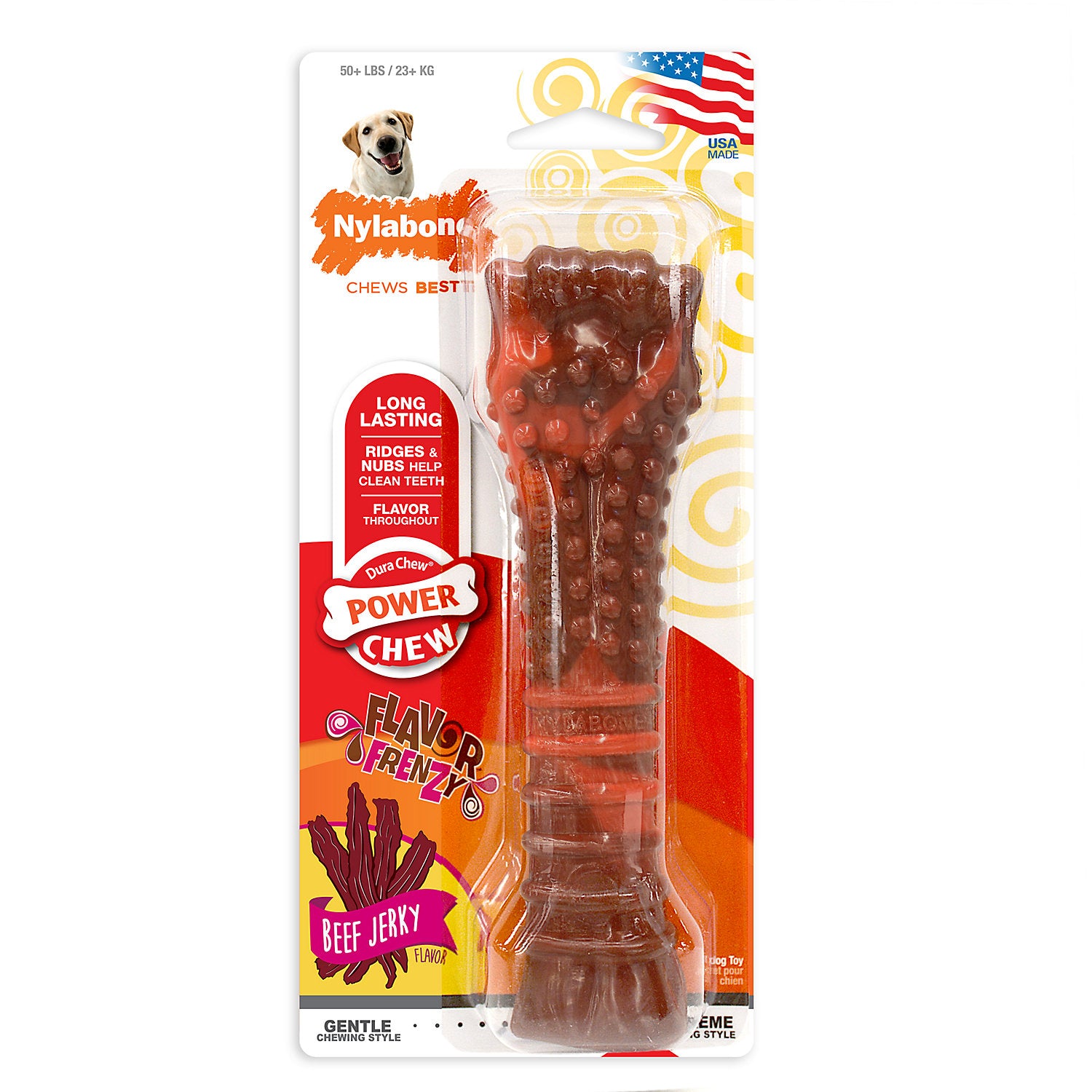 Nylabone Textured Knuckle-Bone Power-Chew Flavor Frenzy Beef Jerky Flavor Nylon Chew Dog Toy - Extra Large/Souper