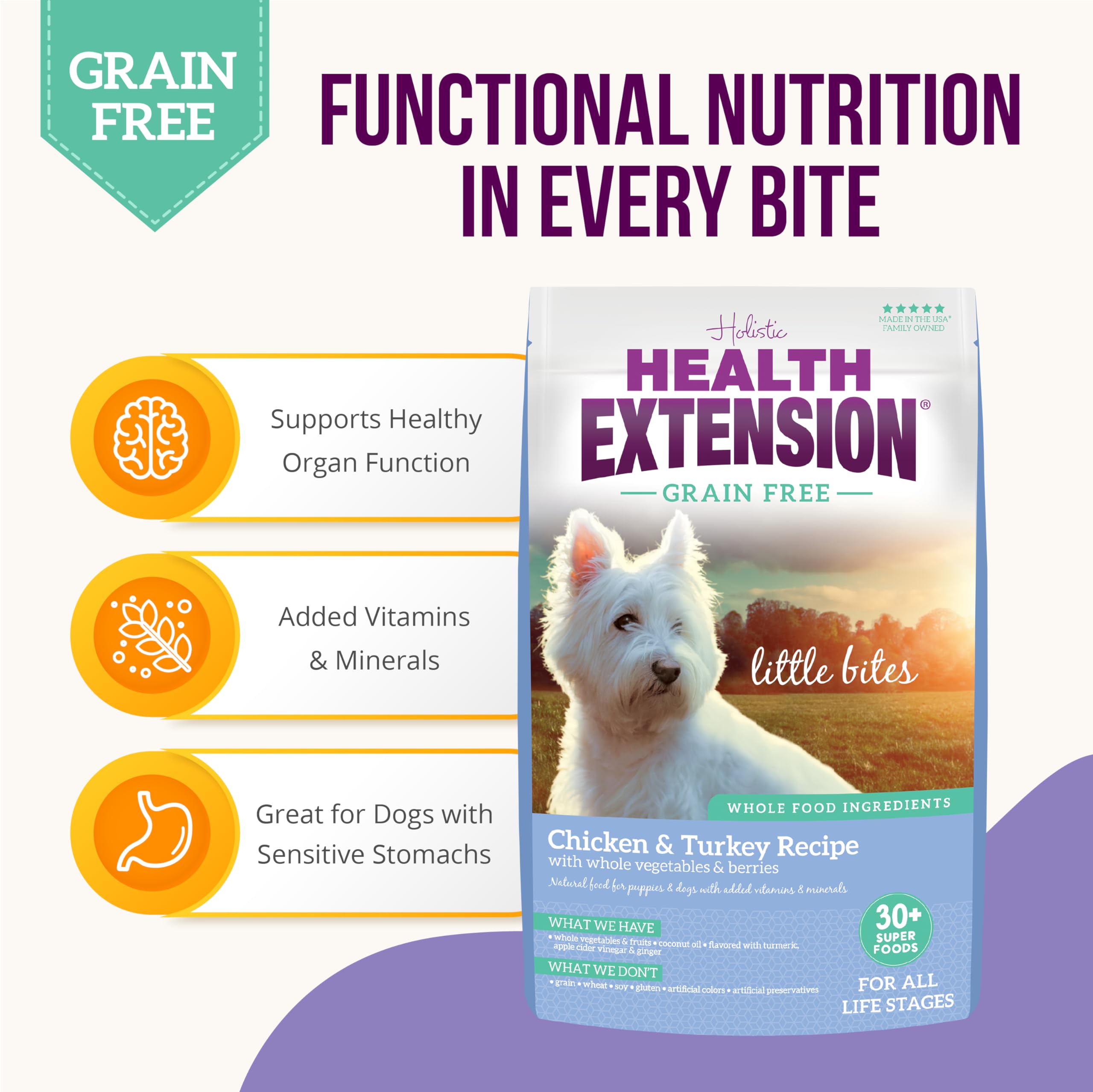 Health Extension Grain-Free Little Bites Chicken and Turkey Dry Dog Food - 3.5 Lbs  