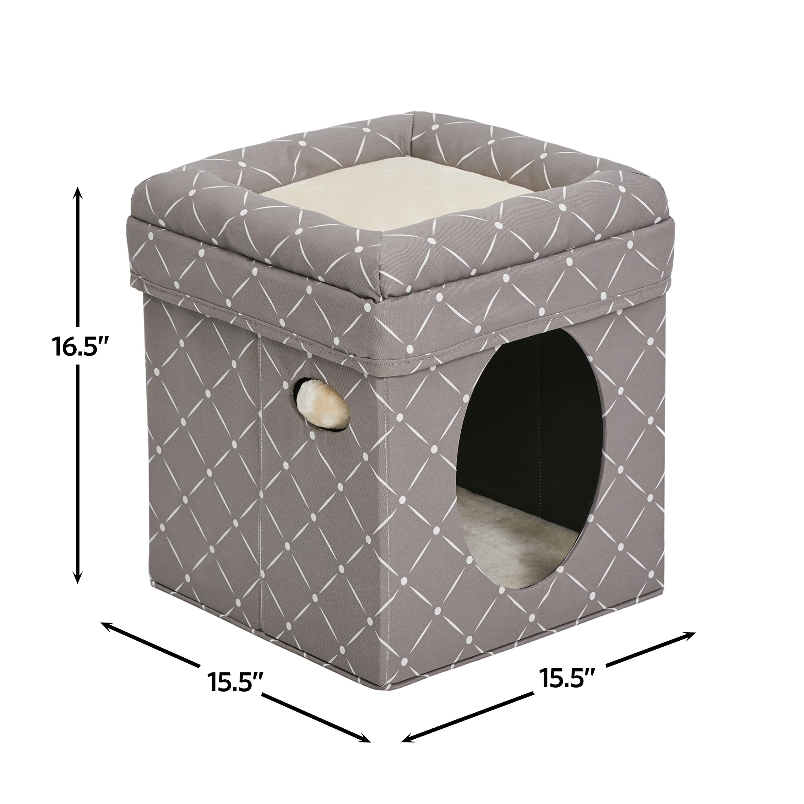 Midwest Curious Mushroom Cube Condo Cat Furniture - Gray - 16.5" X 16.5" X 16.5" Inches  