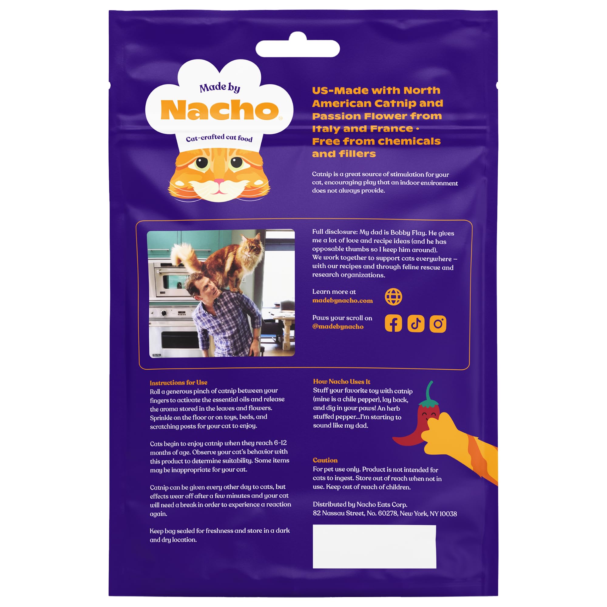 Made by Nacho Catnip Flower Blend Pouch Cat Treats - 1 Oz - Case of 6  