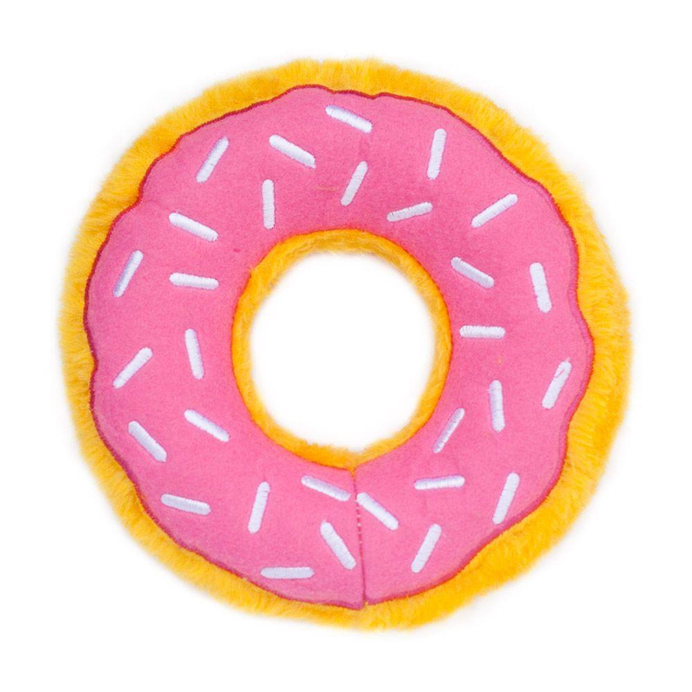 Zippy Paws Donutz Pink Strawberry Glazed with Sprinkles Squeak and Plush Dog Toy - Medium  