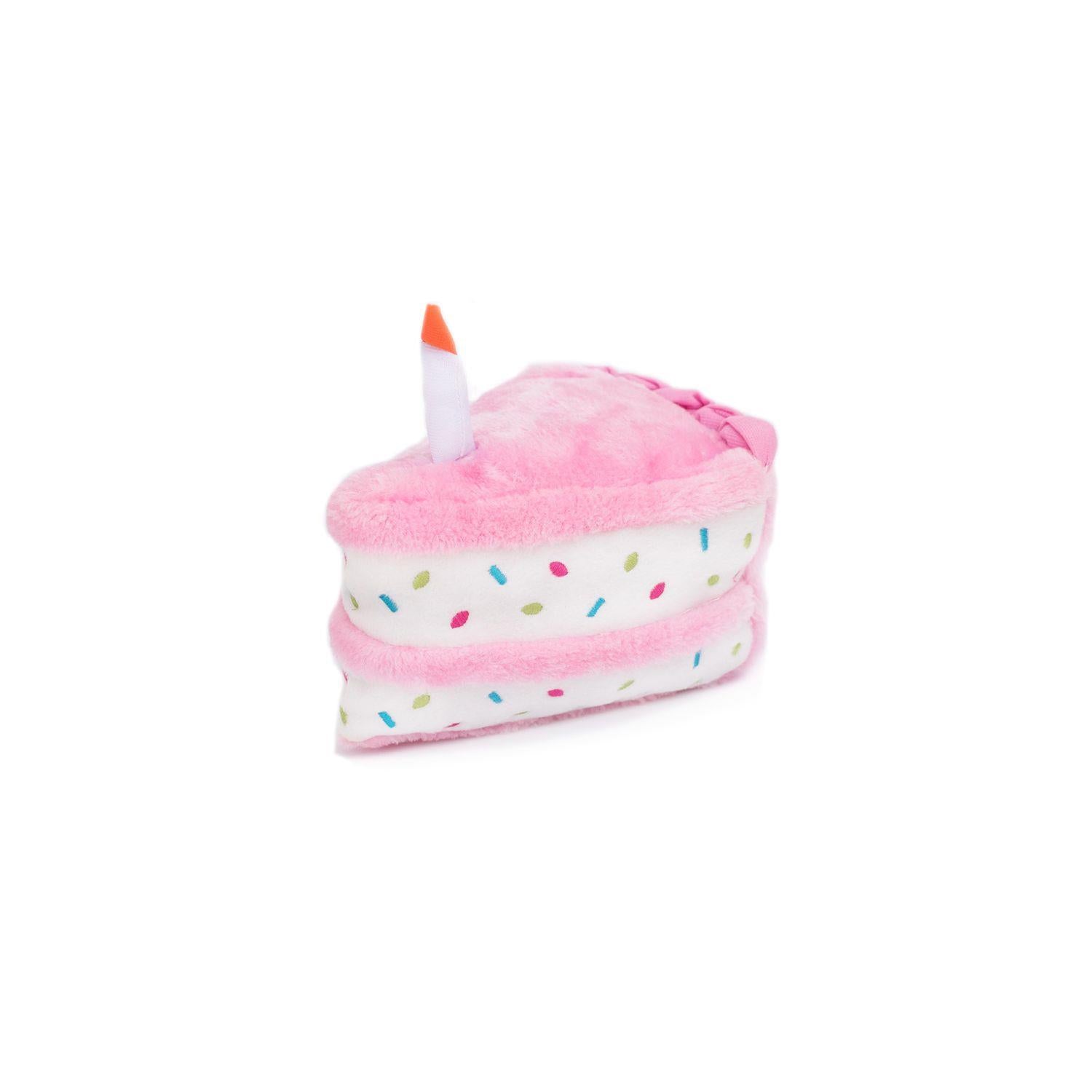 Zippy Paws Birthday Cake Squeak and Plush Dog Toy - Pink  