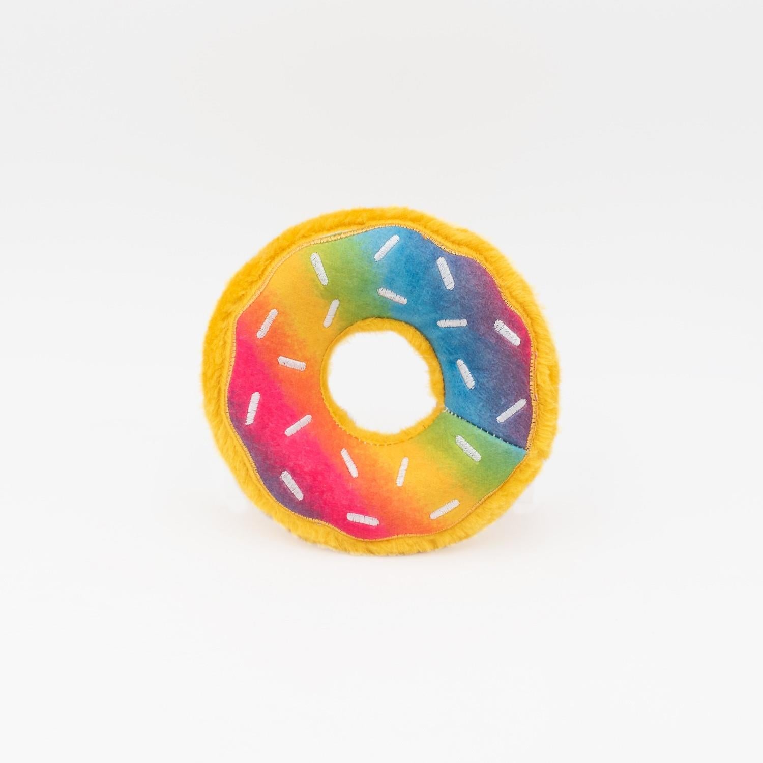 Zippy Paws Donutz Rainbow Glazed with Sprinkles Squeak and Plush Dog Toy - Medium  