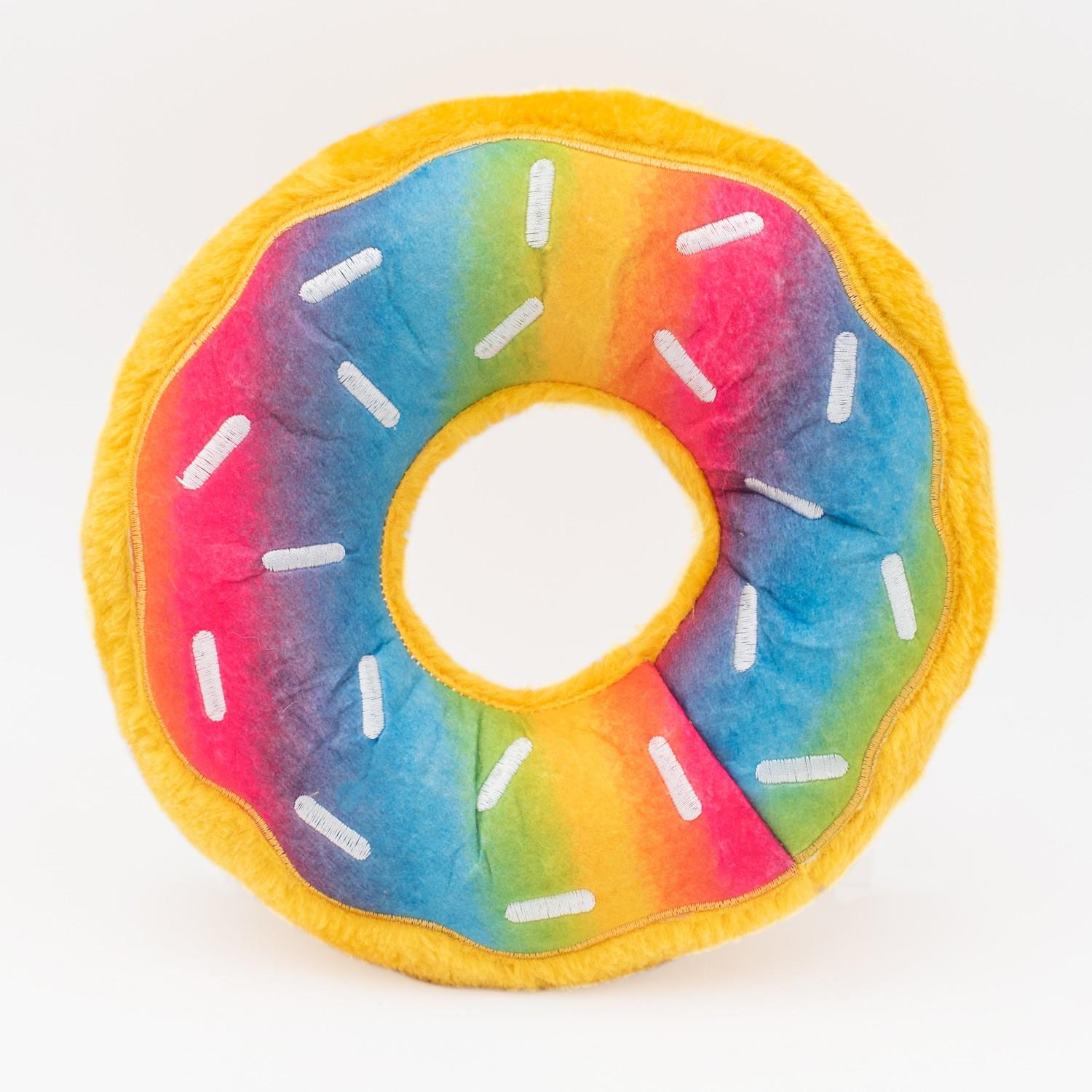 Zippy Paws Donutz Rainbow Glazed with Sprinkles Squeak and Plush Dog Toy - Jumbo - X-Large  