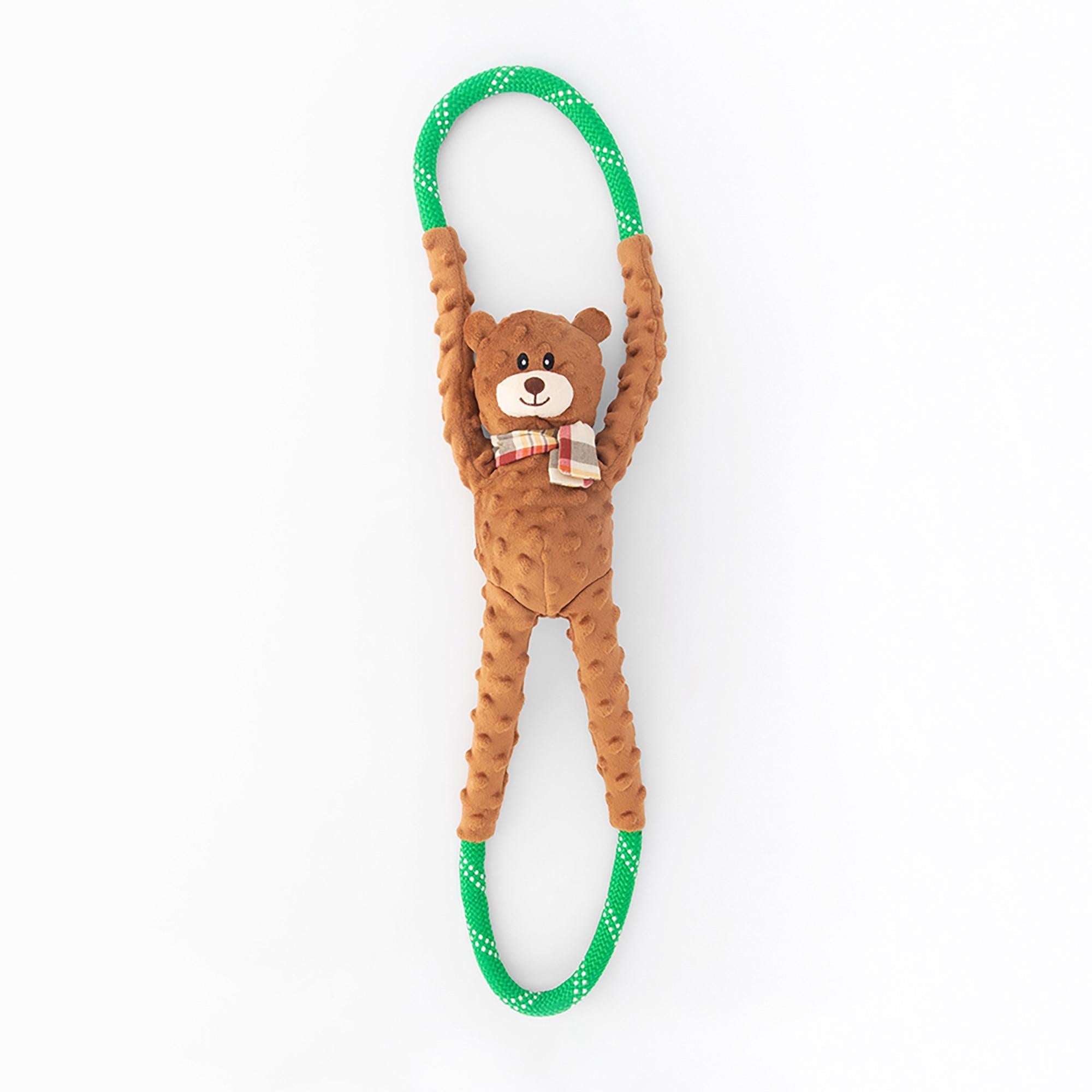 Zippy Paws Charity Rope Tugz Bear Rope and Squeaky Plush Dog Toy - Large  