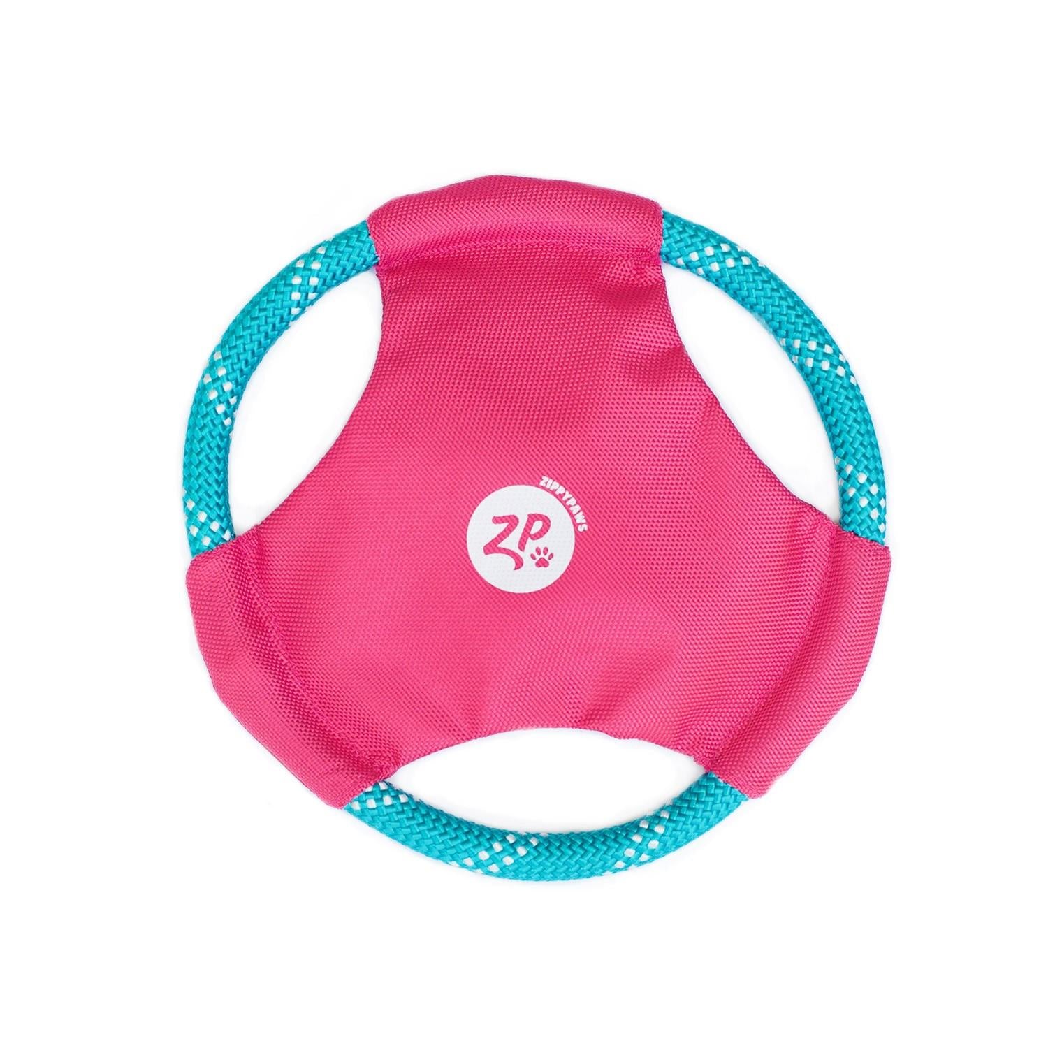 Zippy Paws Rope Gliderz Frisbee Fetch Nylon and Rope Dog Toy - Magenta - Medium  