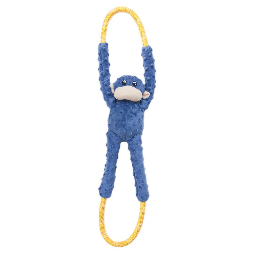 Zippy Paws RopeTugz Monkey Rope and Squeaky Plush Dog Toy - Blue - Large  