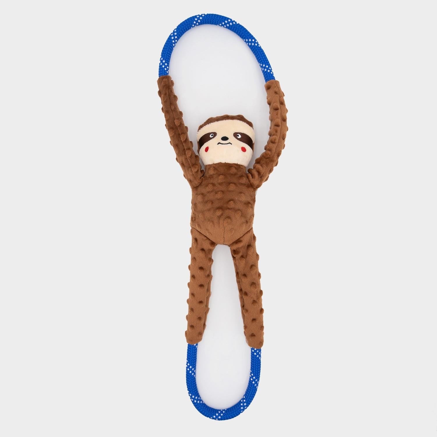 Zippy Paws RopeTugz Sloth Rope and Squeaky Plush Dog Toy - Large  