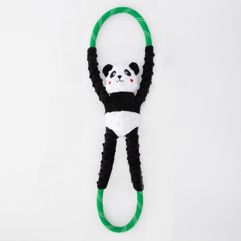 Zippy Paws RopeTugz Panda Rope and Squeaky Plush Dog Toy - Large  