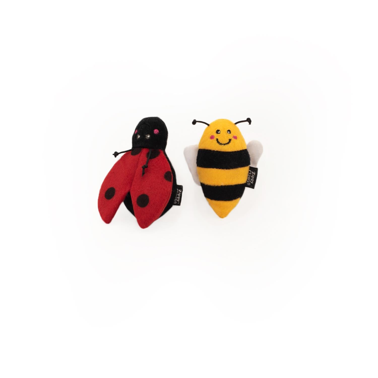 Zippy Paws ZippyClaws Ladybug and Bee Plush Catnip Cat Toy - 2 Pack  