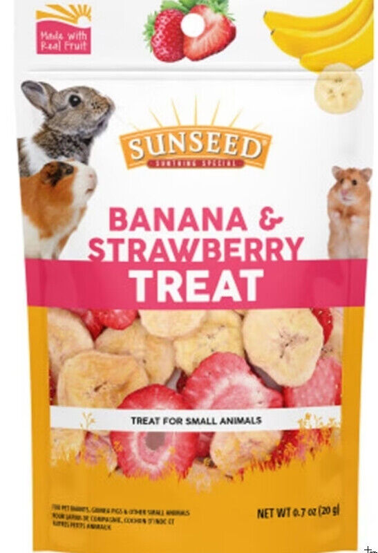 Sunseed Strawberry and Banana Natural Small Amimal Treats - 7.2 Oz - Case of 24
