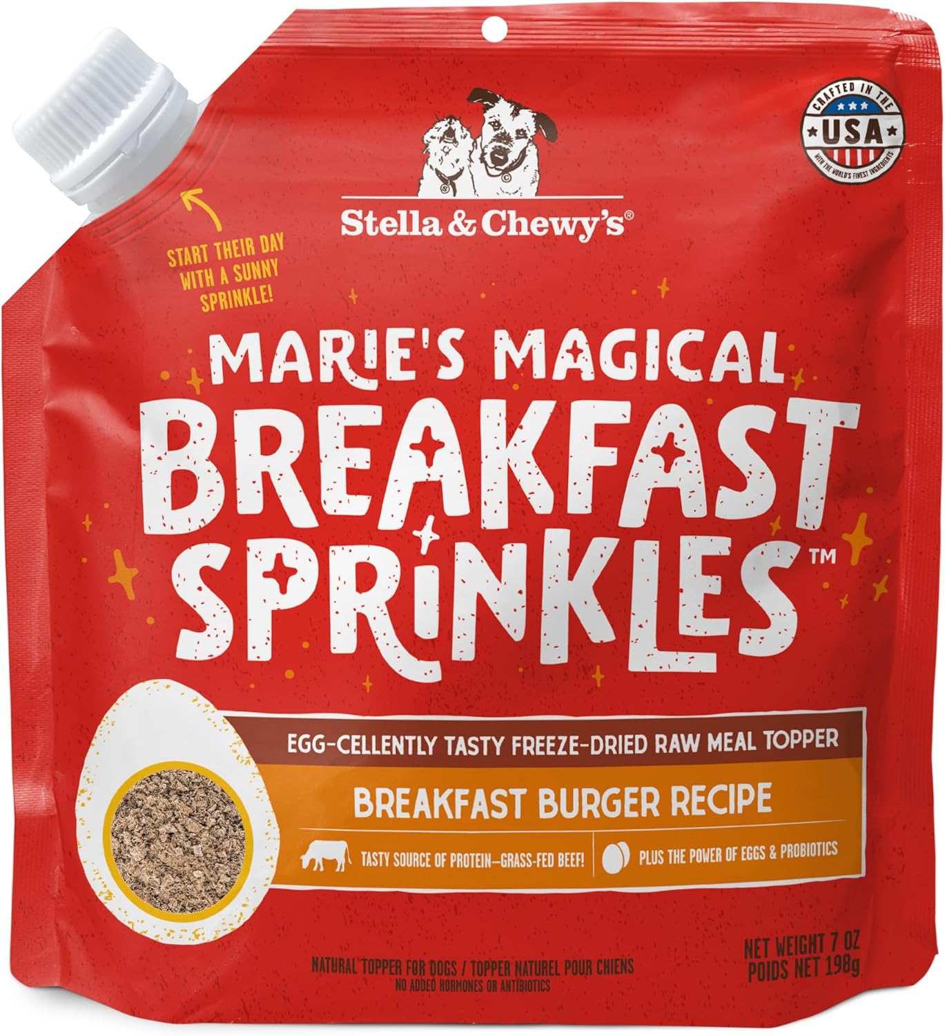 Stella and Chewy's Marie's Magical Breakfast Sprinkles Grain-Free Burger Recipe Freeze-Dried Raw Dog Food Topper - 7 Oz - 6 Pack
