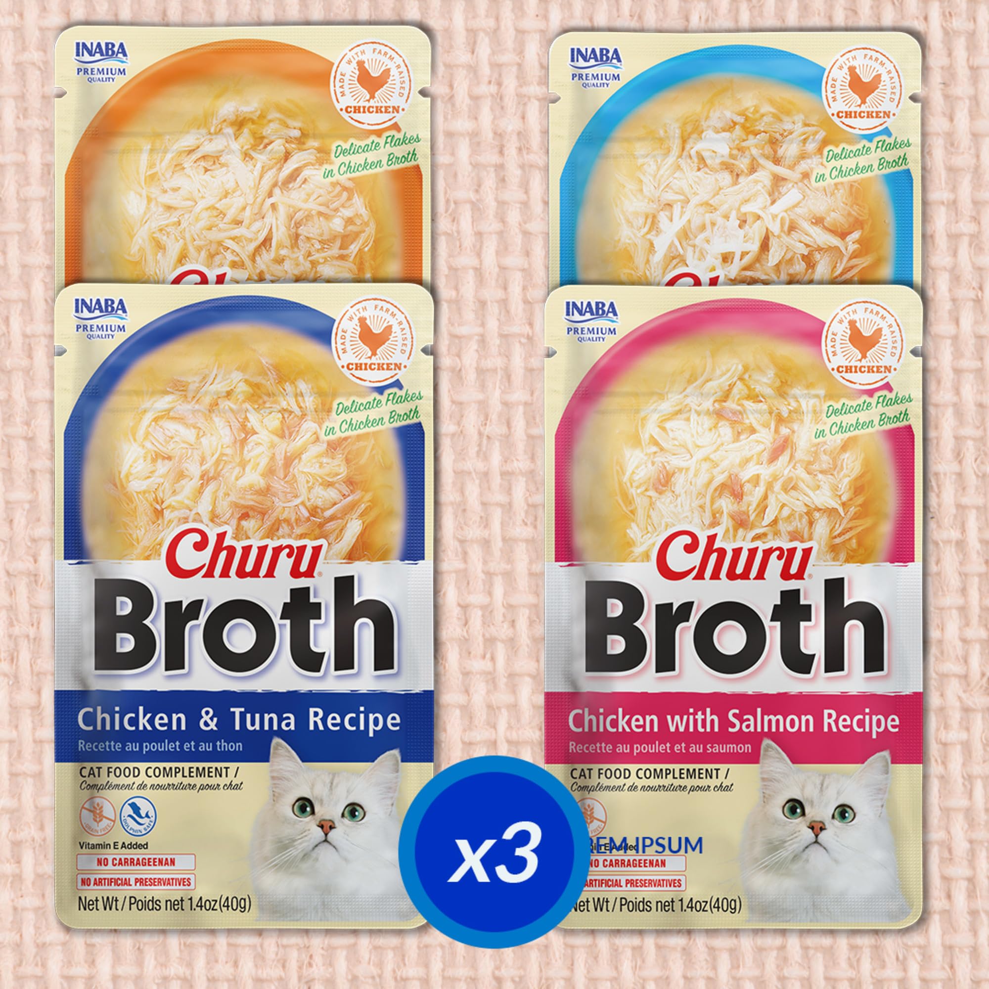 Inaba Churu Chicken and Scallops Broth Wet Cat Food Trays - 1.4 Oz - Case of 6  