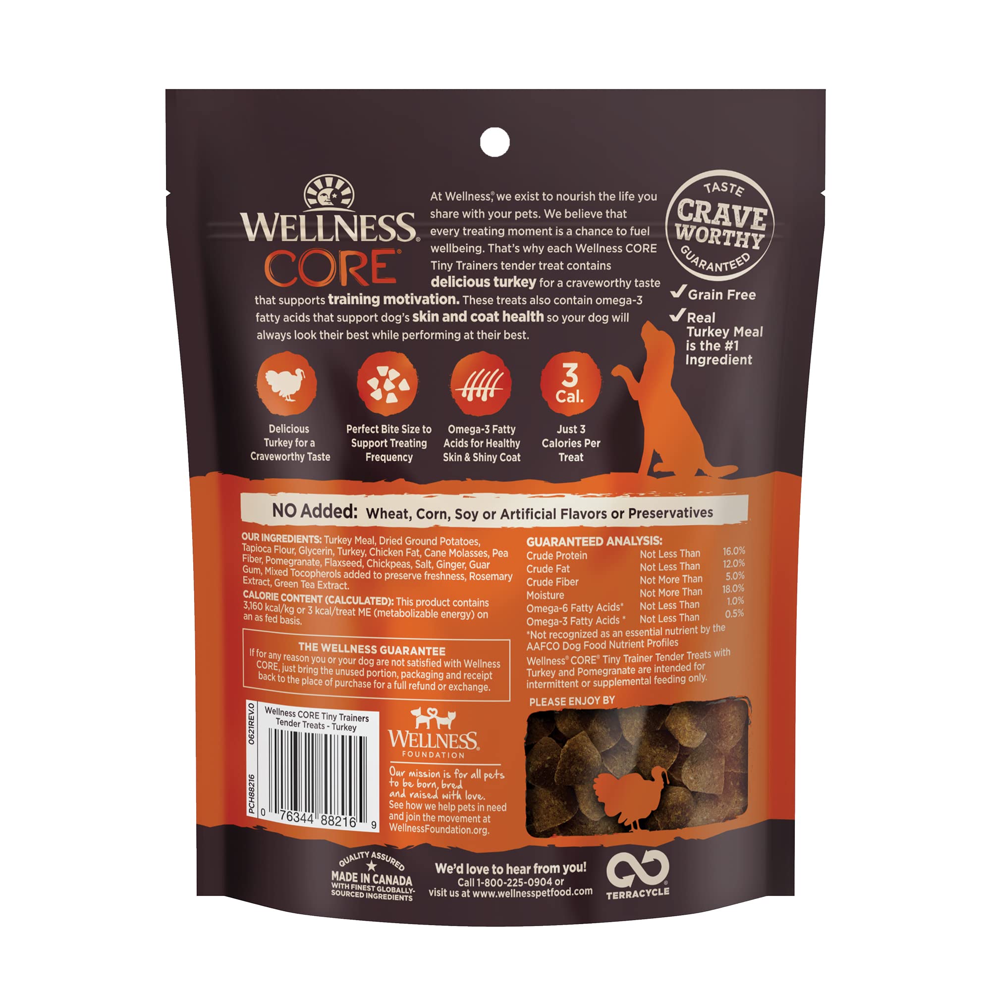 Wellness Core Tiny Trainers Grain-Free Tender Turkey and Pomegranate Soft and Chewy Training Dog Treats - 6 Oz  