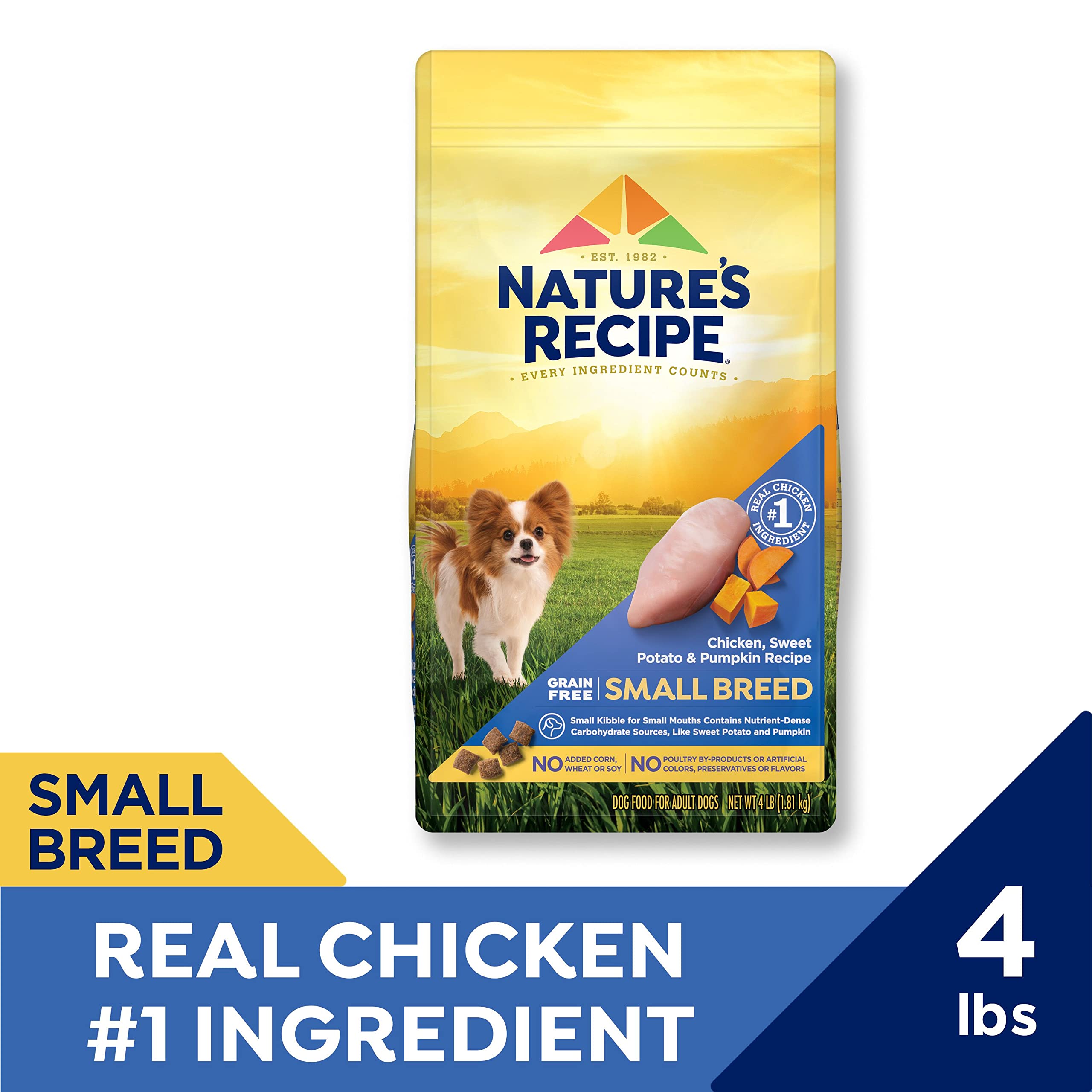 Nature's Recipe Grain-Free Chicken Sweet Potato and Pumpkin Dry Dog Food - 4 Lbs - Case of 4  