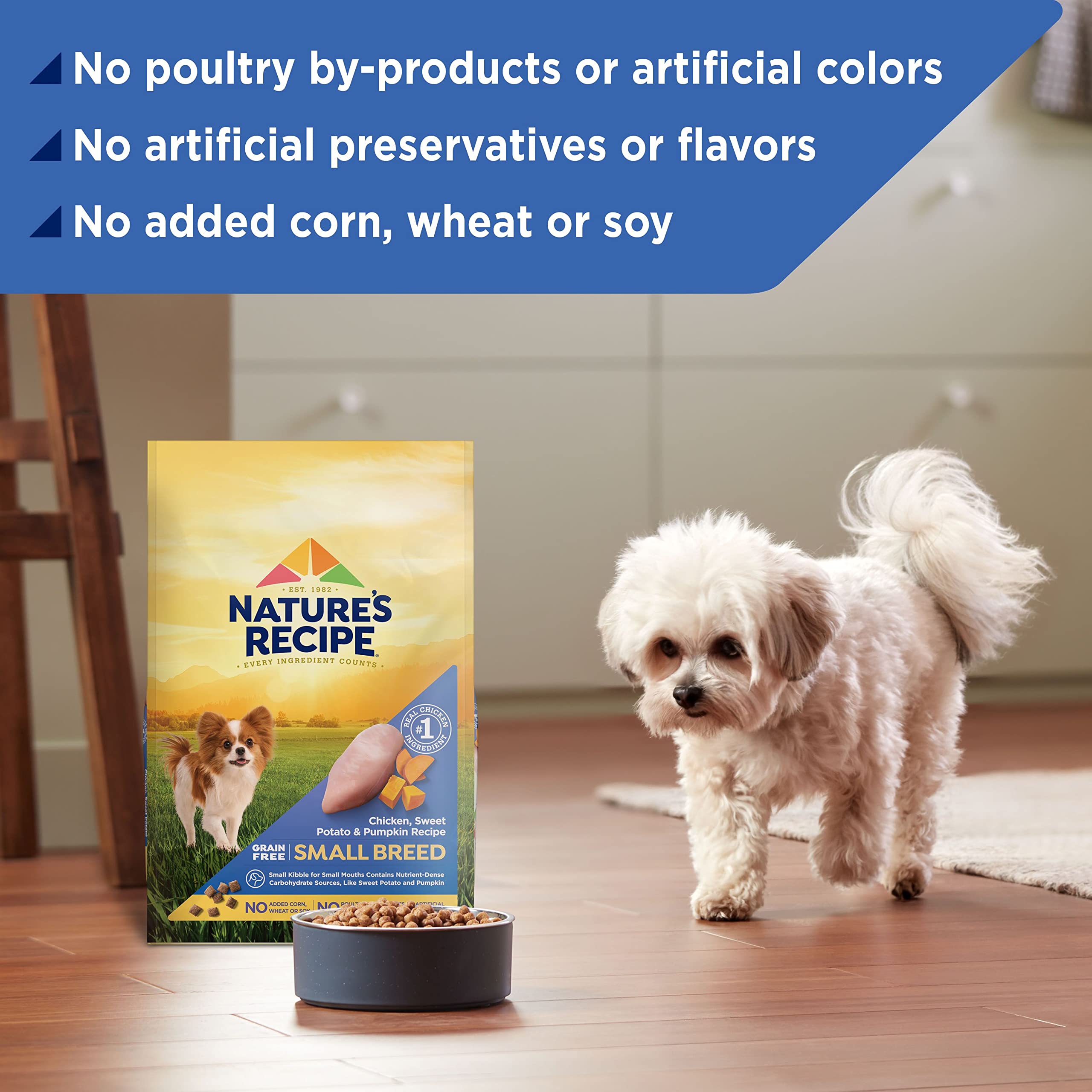 Nature's Recipe Chicken and Rice Small Bites Small-Breed Recipe Dry Dog Food - 4 Lbs - Case of 4  